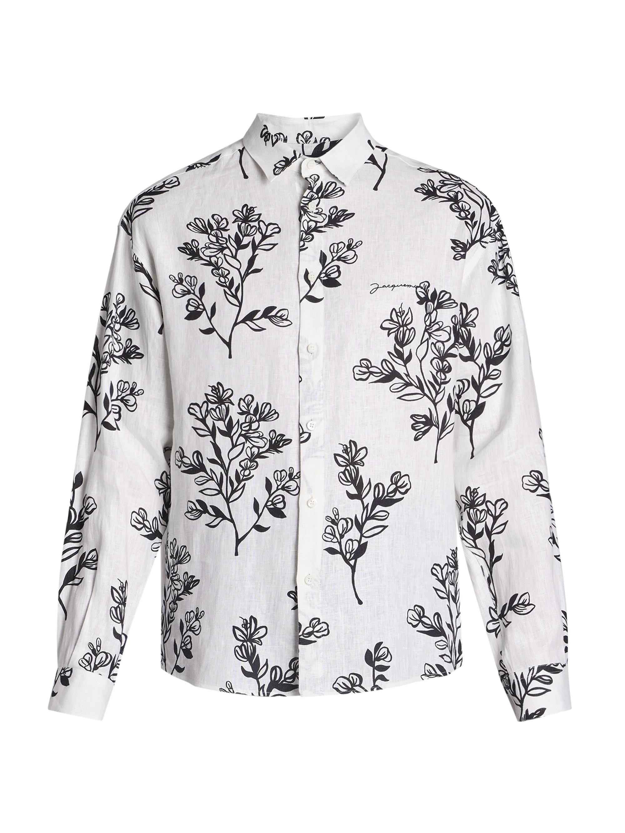 JACQUEMUS LE SPLASH 半袖フラワープリントシャツ Jacquemus // White & Black Le Splash Floral Linen Shirt