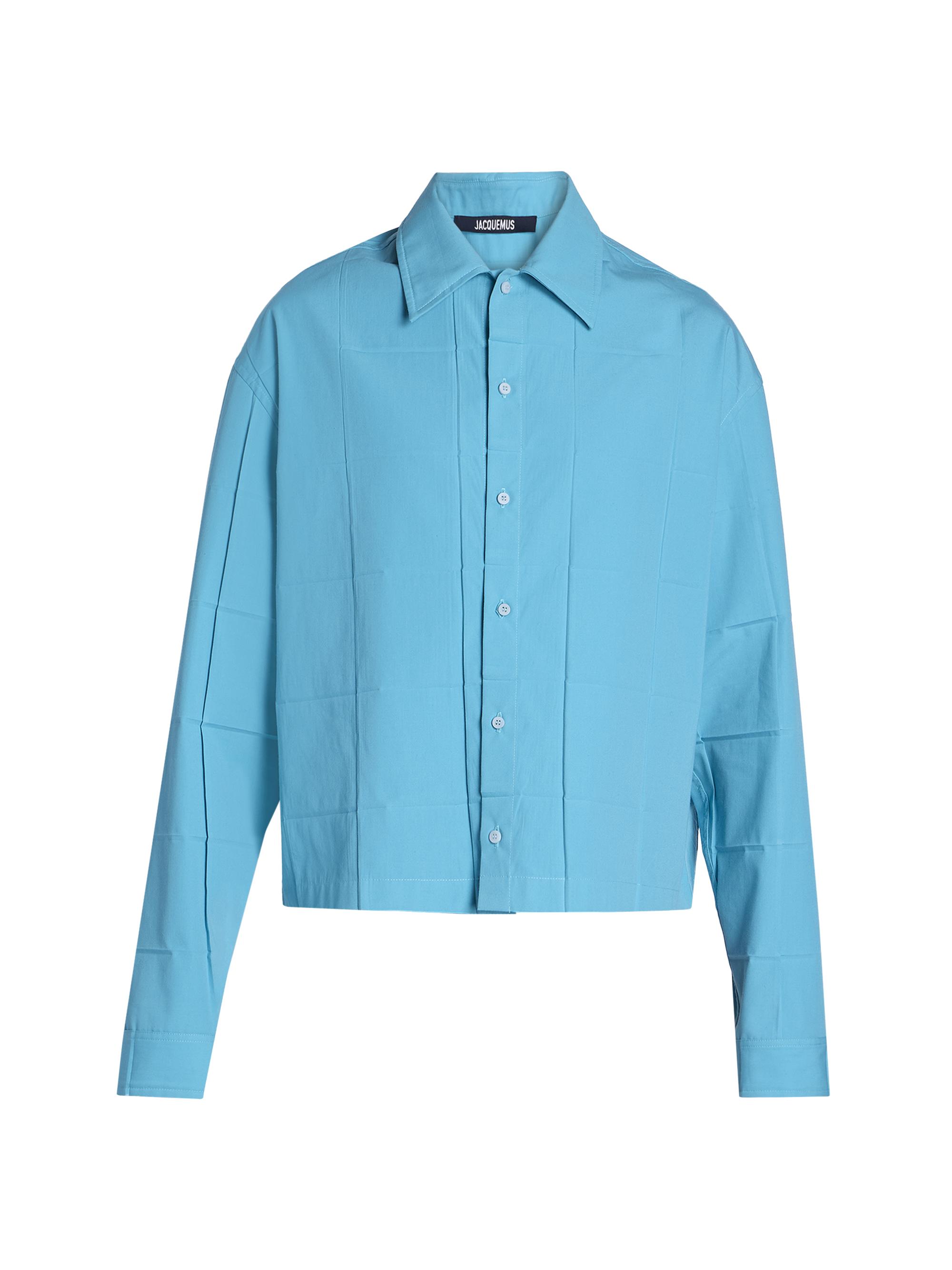 Jacquemus Men's Cotton-Blend Button-Front Shirt - Turquoise