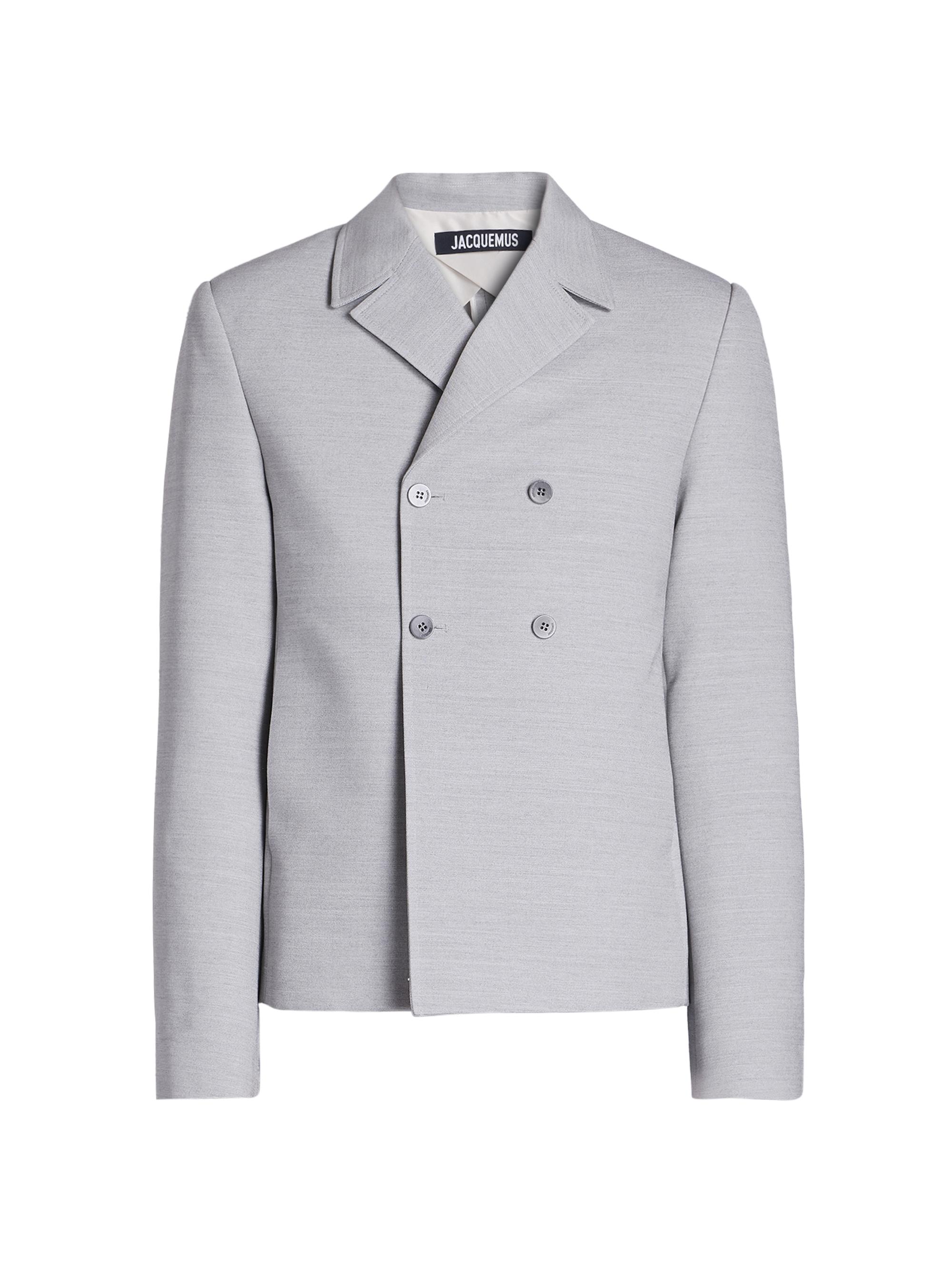 Jacquemus Men's La Veste Giacca Double-Breasted Blazer - Light Grey