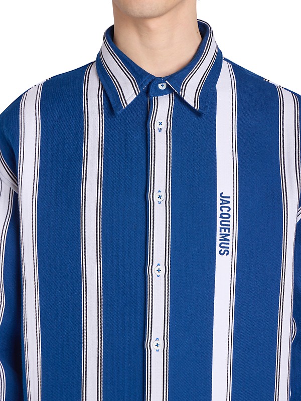 Shop Jacquemus La Chemise Papier Striped Cotton Shirt | Saks Shop Jacquemus La Chemise Papier Striped Cotton Shirt | Saks