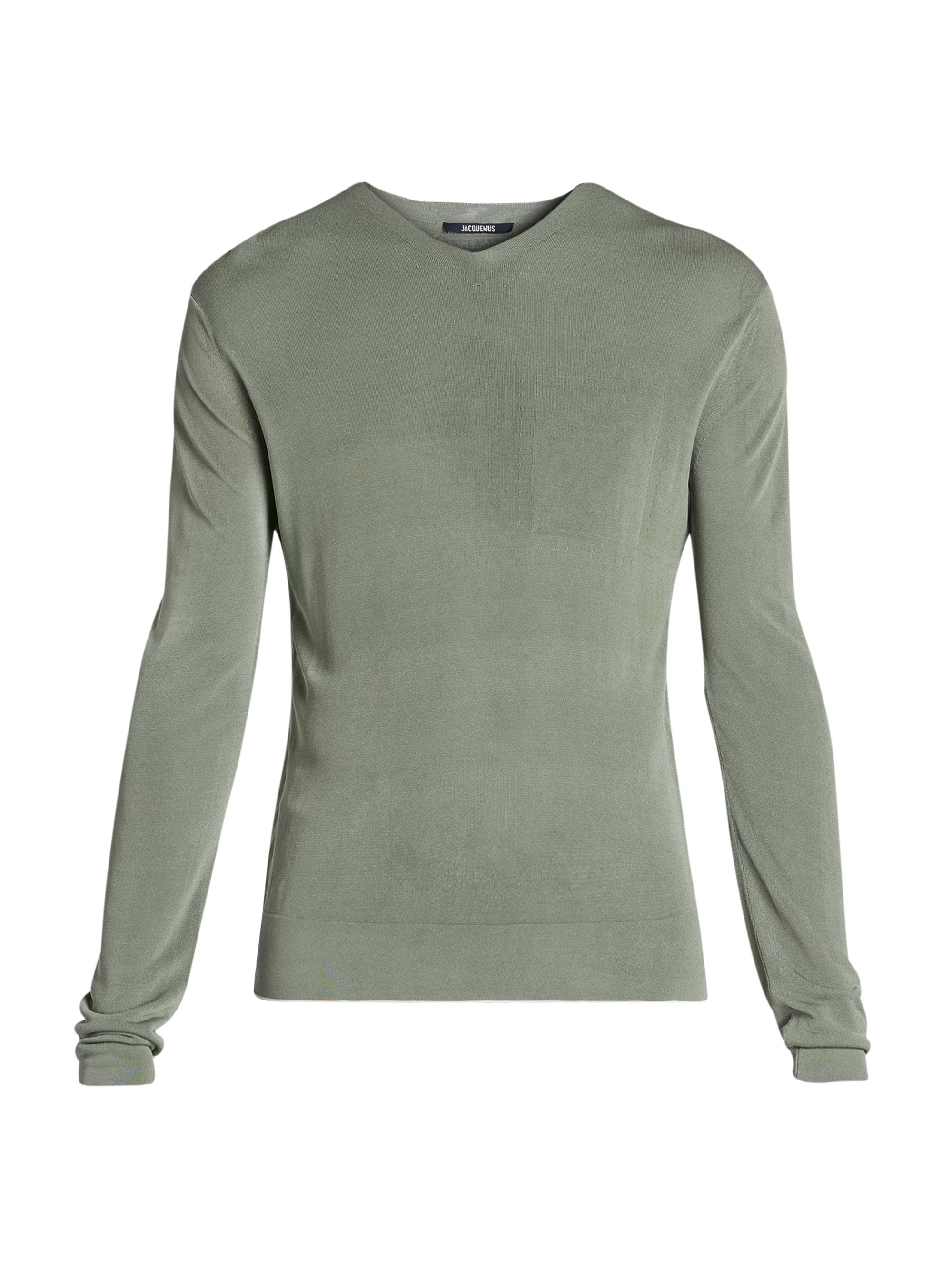 Jacquemus Men's La Maille Paseo V-Neck Sweater - Pale Green