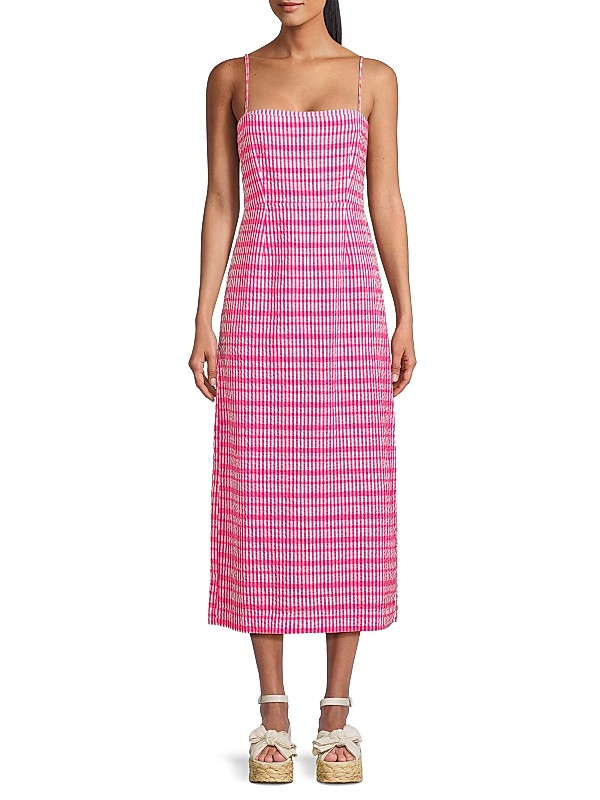 Shop Ciao Lucia Lareina Check Seersucker Midi-Dress | Saks Shop Ciao Lucia Lareina Check Seersucker Midi-Dress | Saks