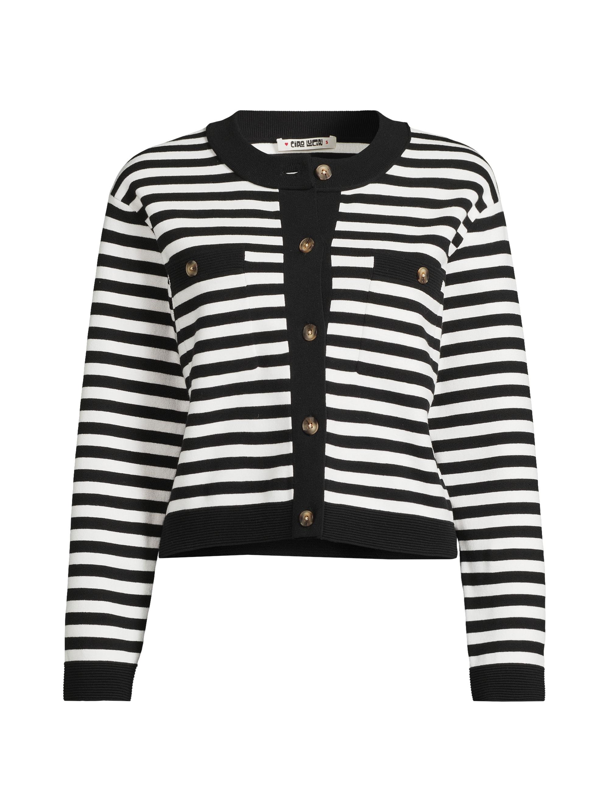 Ciao Lucia Women's Lise Striped Stretch-Cotton Jacket - Black