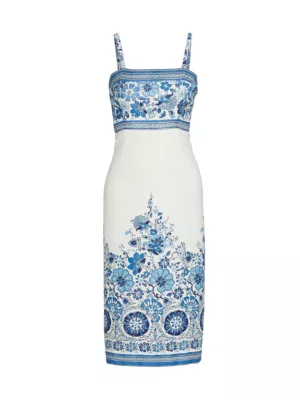 Elie Tahari Women's The Annalise Casacade Garden Linen Dress - Cascade Garden Print