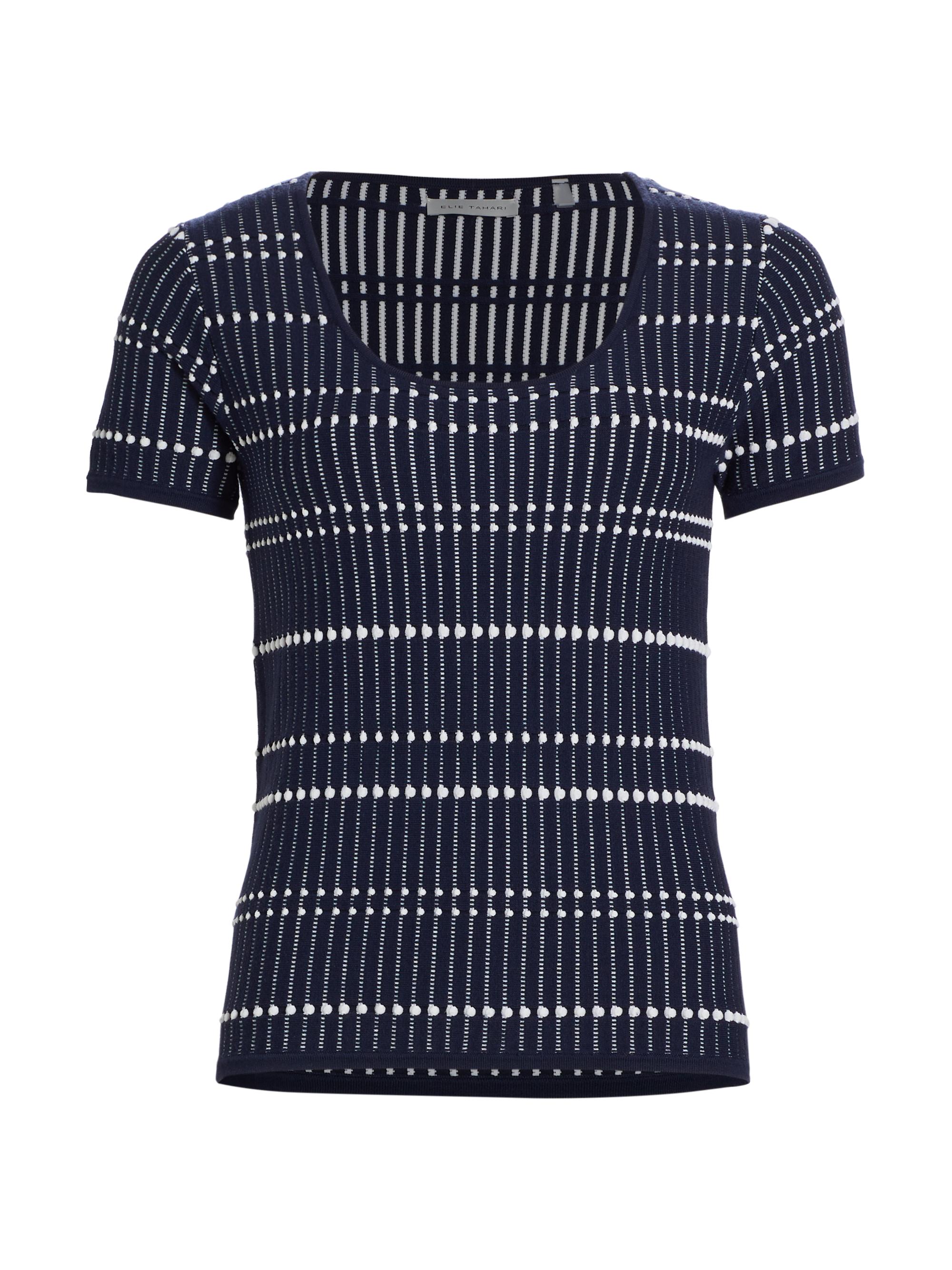 Elie Tahari Women's Adriel Dotted Short-Sleeve Knit Tee - Navy