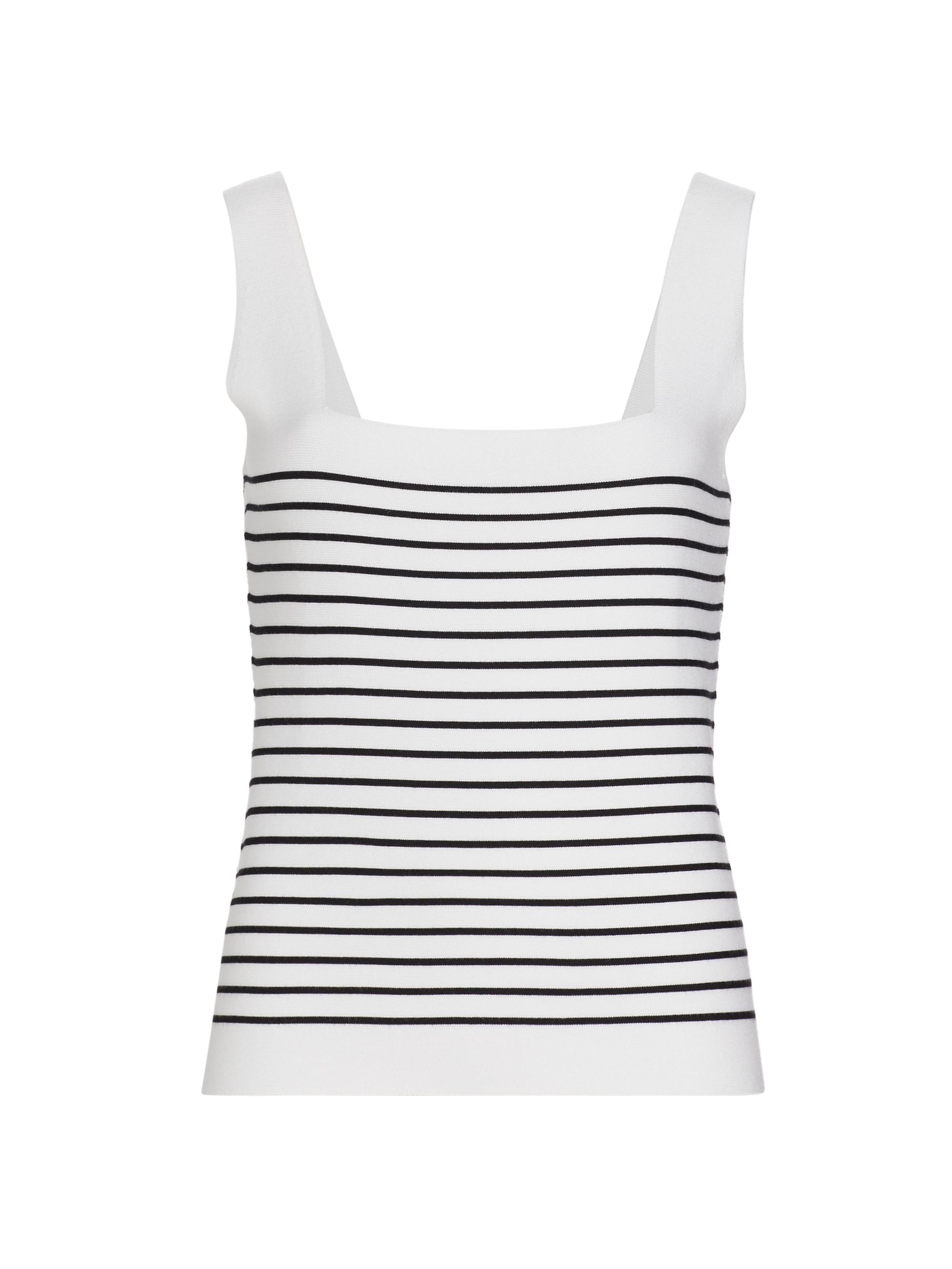 Elie Tahari Women's Ellie Squareneck Striped Knit Tank - Sky White W Noir