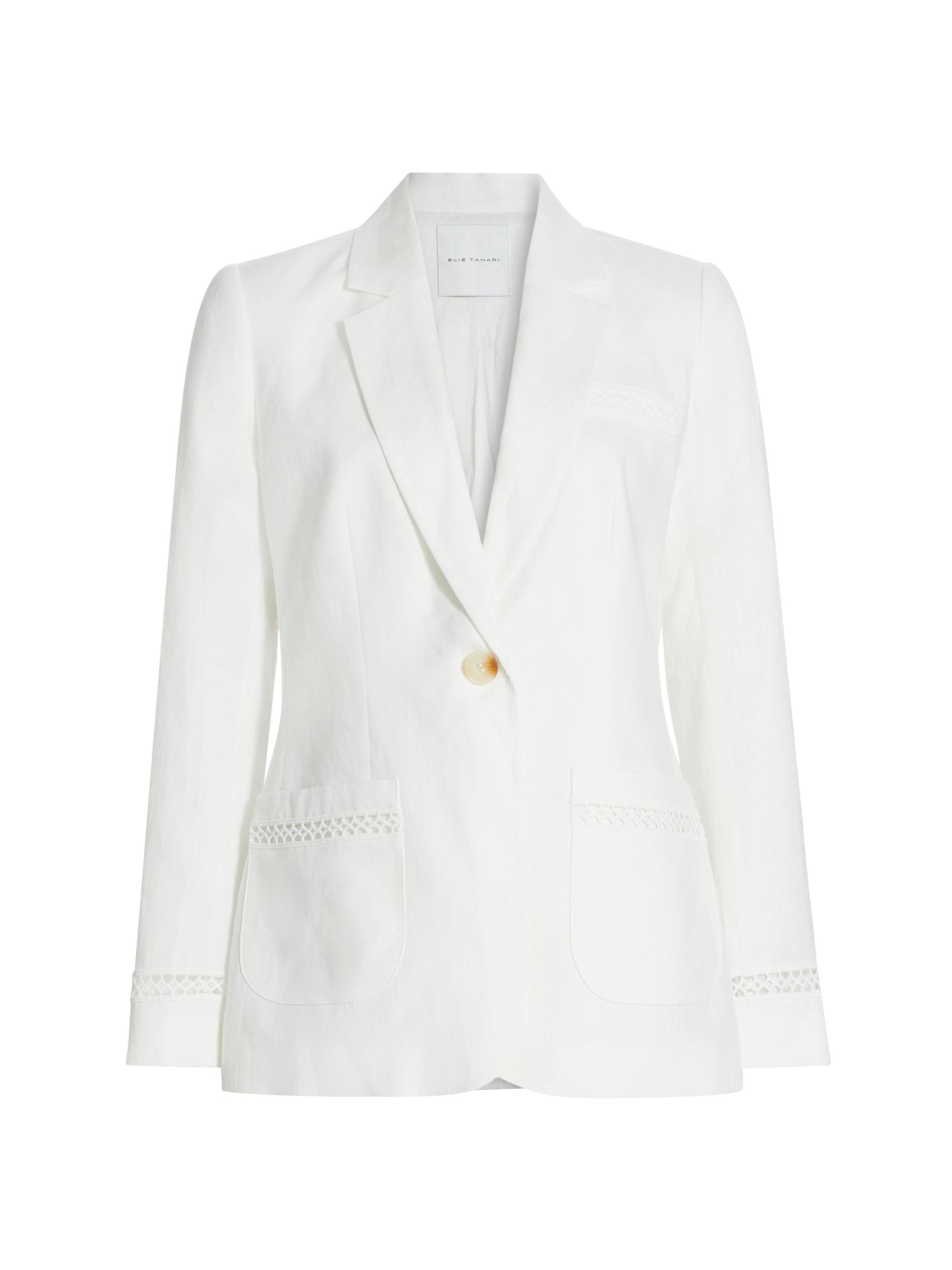 Elie Tahari Women's Constance Linen Blazer - Sky White