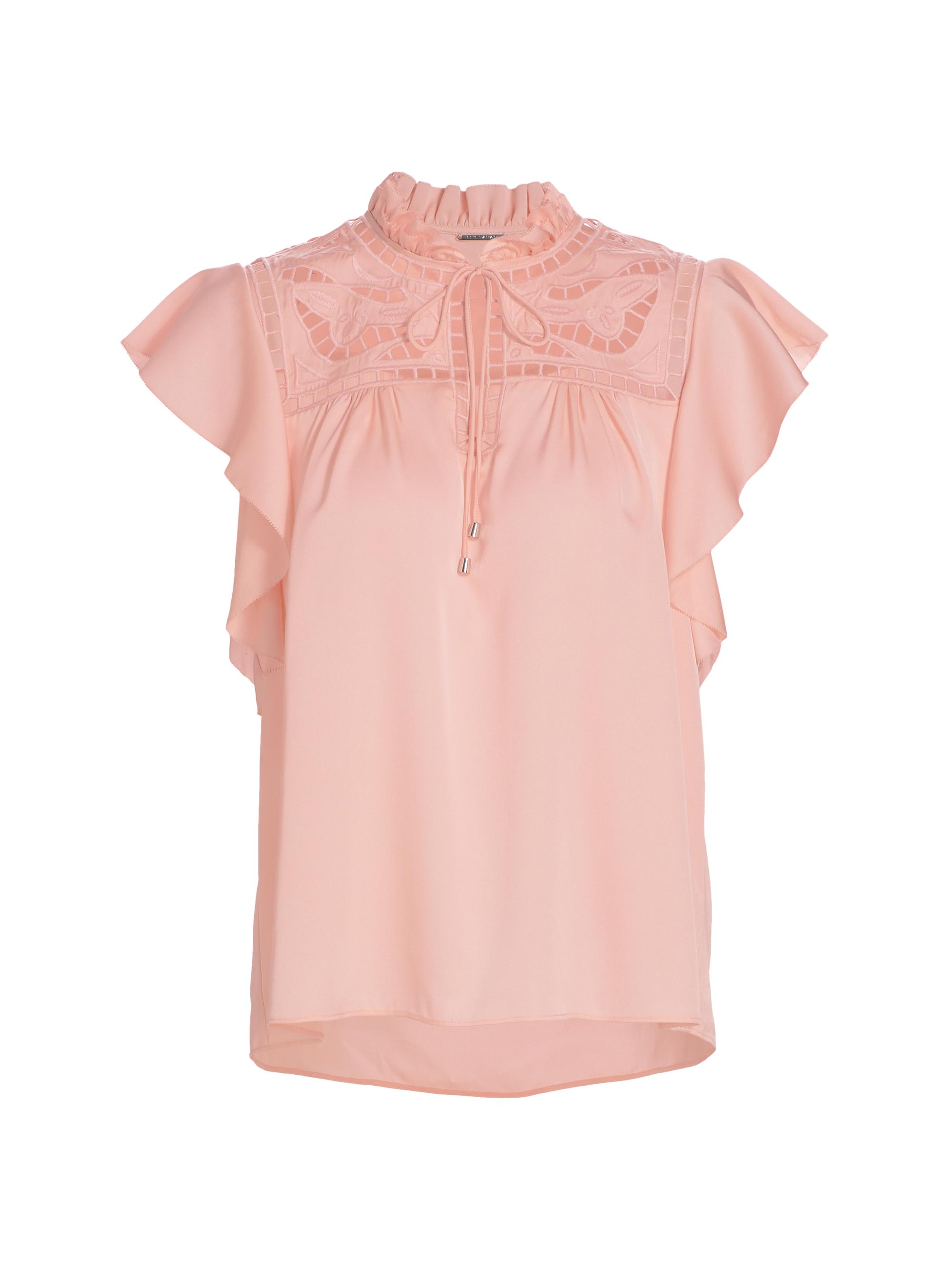 Elie Tahari Women's Erika Silk-Blend Flutter-Sleeve Blouse - Pink Fizz