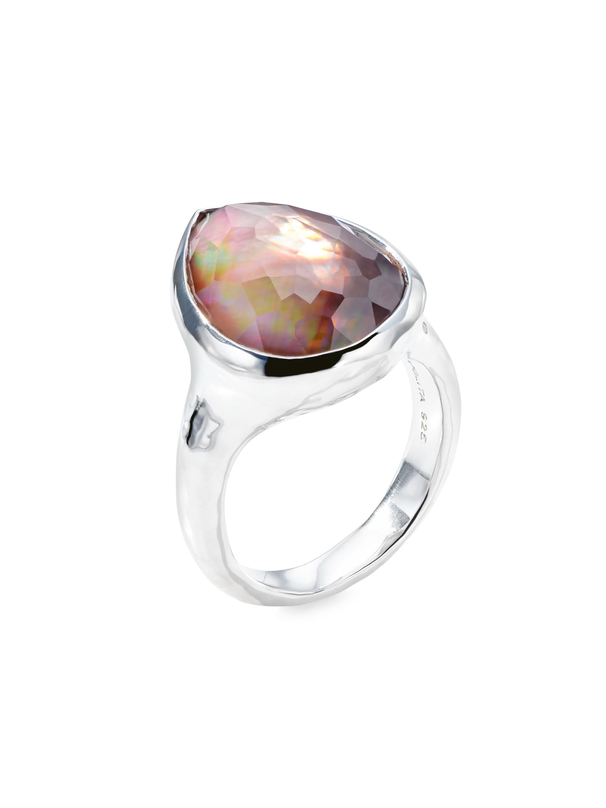 Ippolita Women's Rock Candy Sterling Silver & Citrine Medium Teardrop Ring - Black Shell