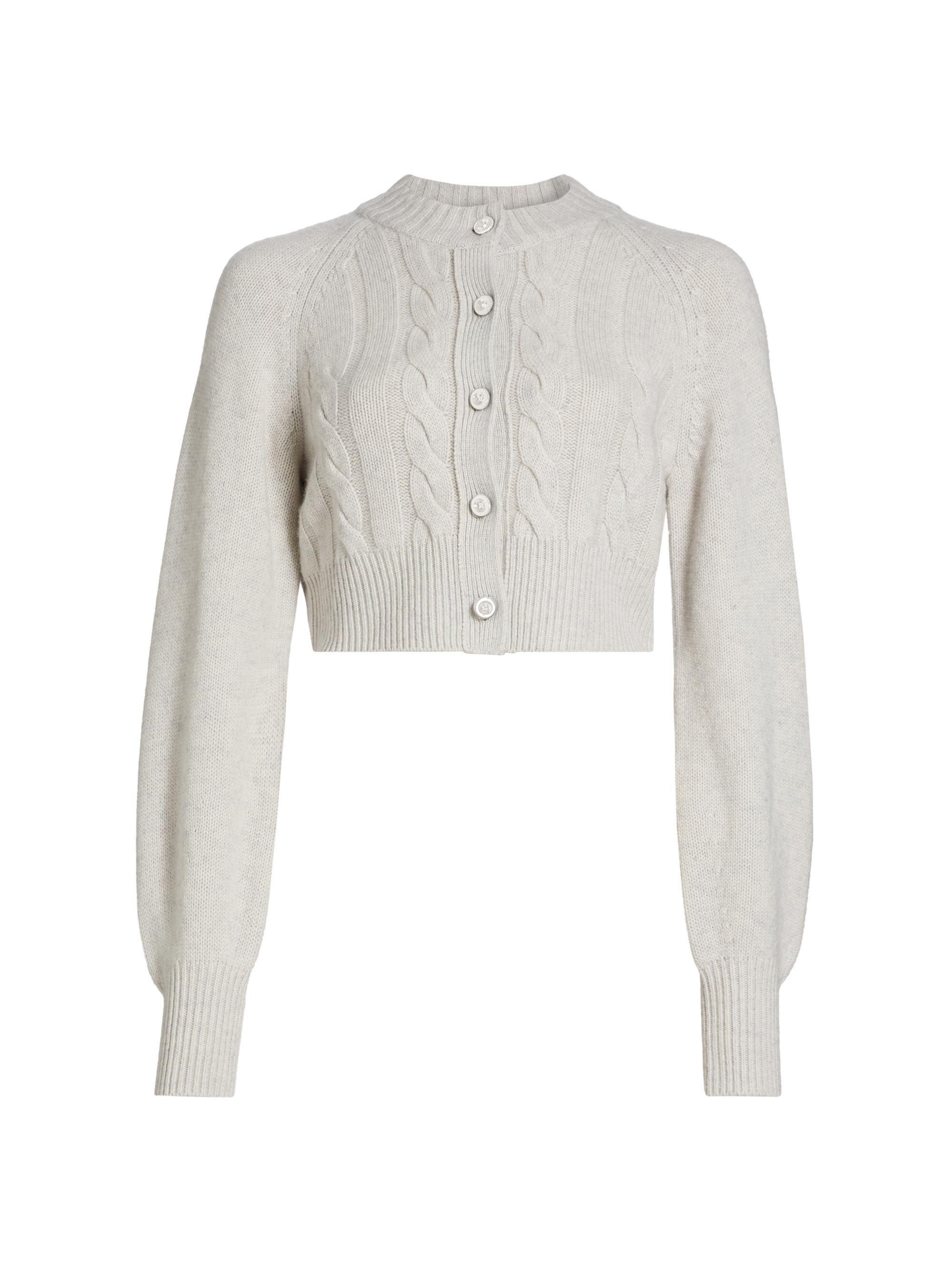 Toccin Women's Rita Wool-Cashmere Crop Cardigan - Soft Gray