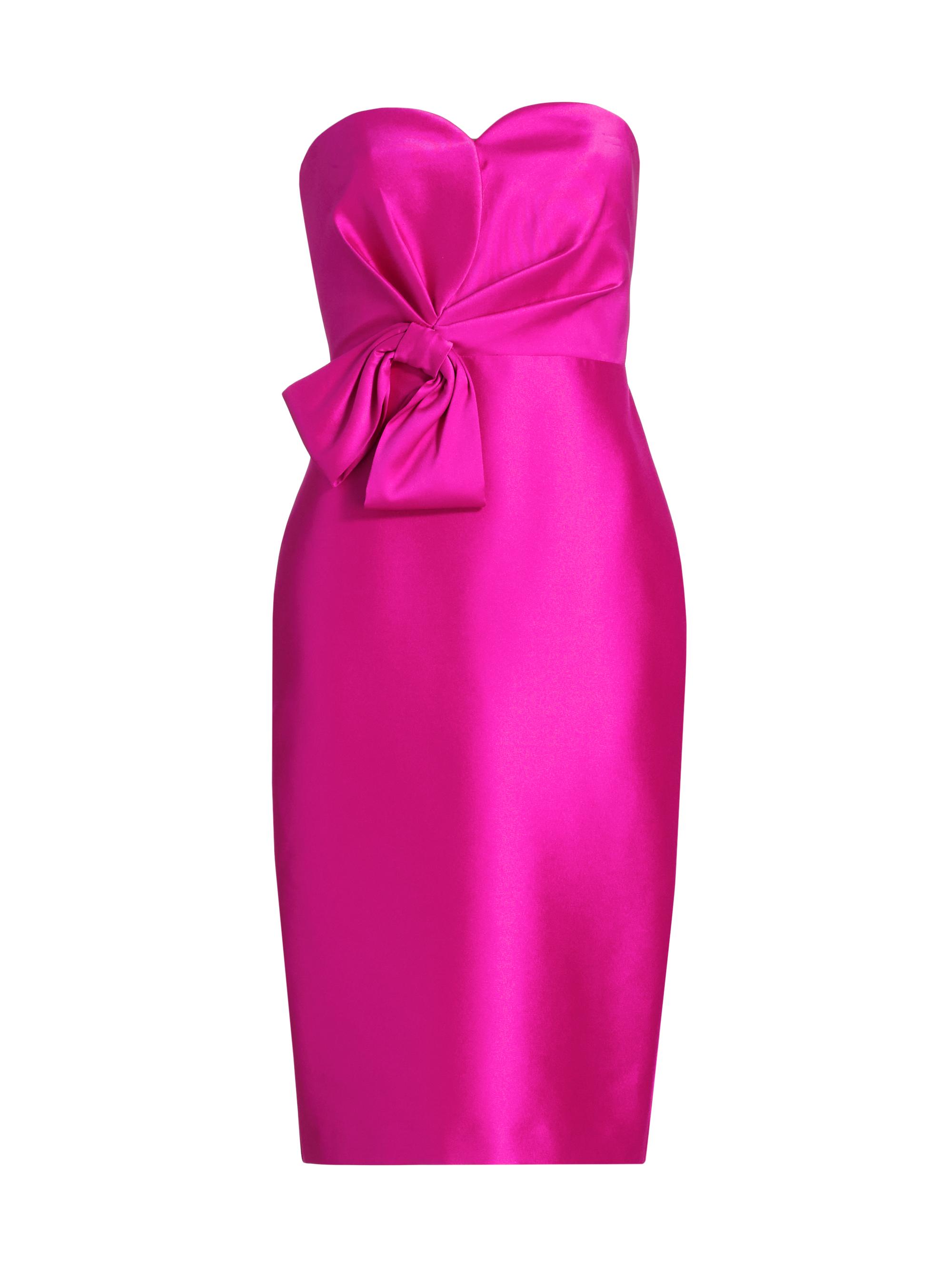 Badgley Mischka Women's Satin Sweetheart Strapless Midi-Dress - Fuchsia