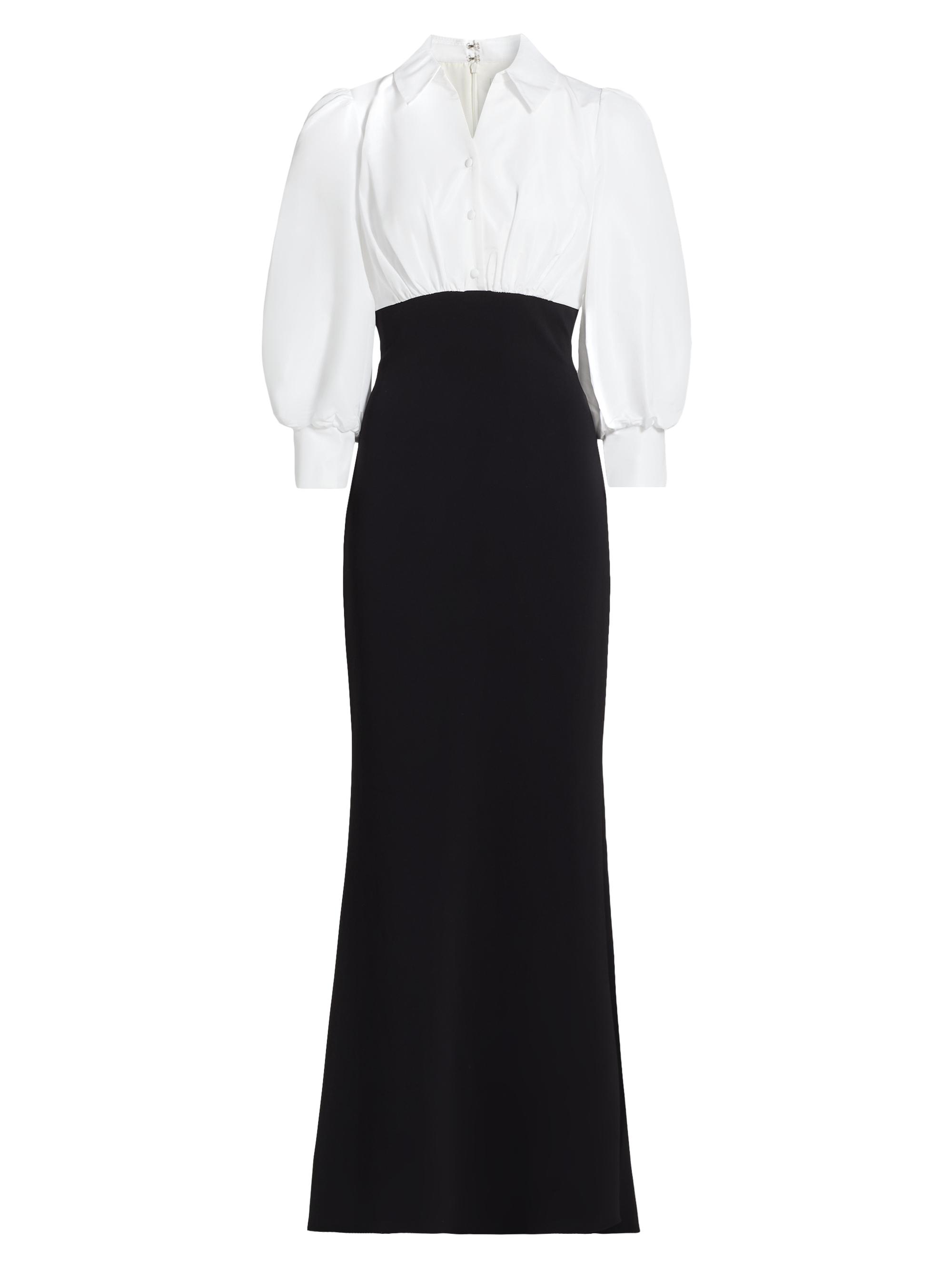 Badgley Mischka Women's Taffeta-Crepe Bishop-Sleeve Gown - White Black