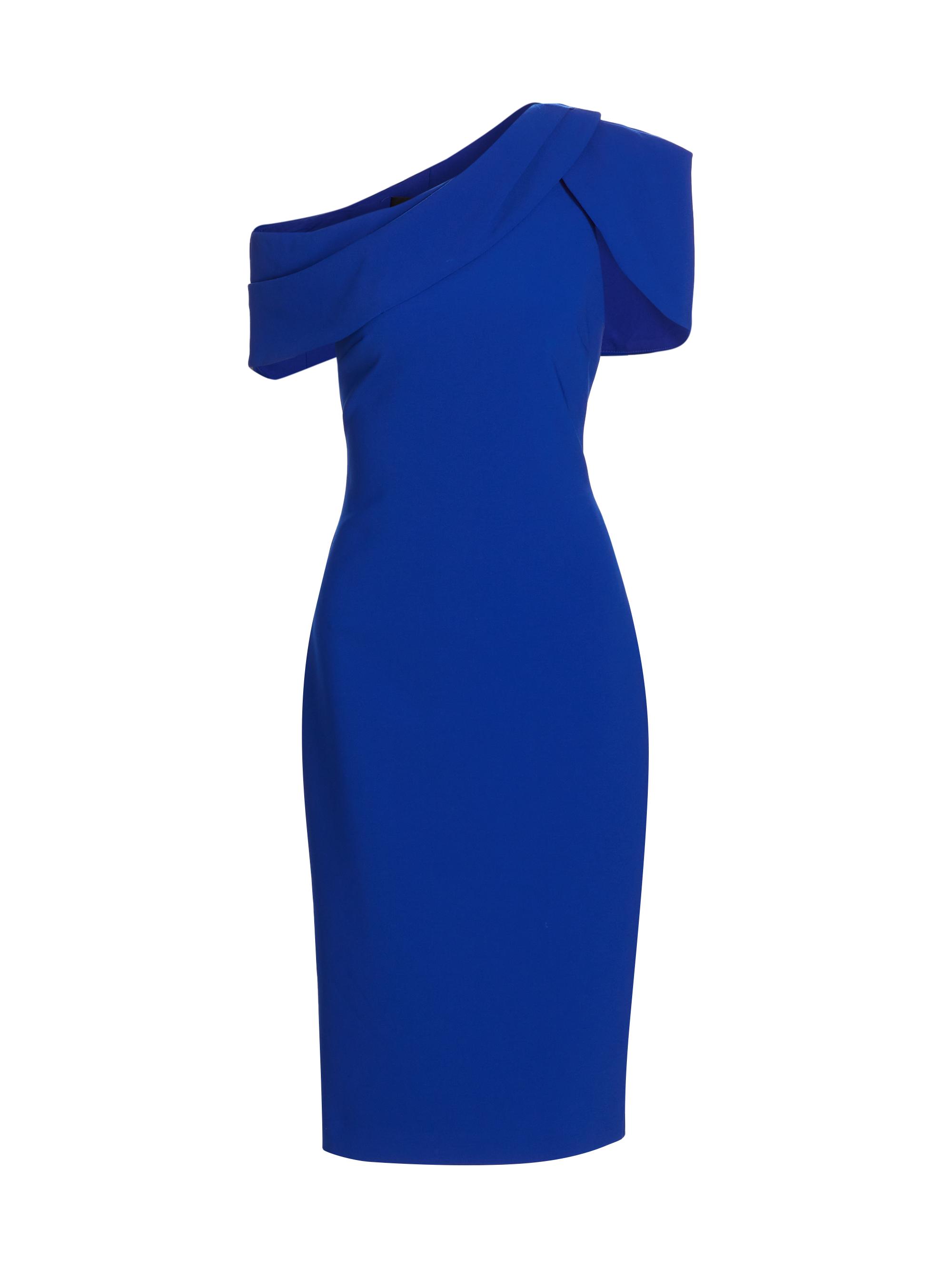 Badgley Mischka Women's Draped Off-the-Shoulder Midi-Dress - Cobalt