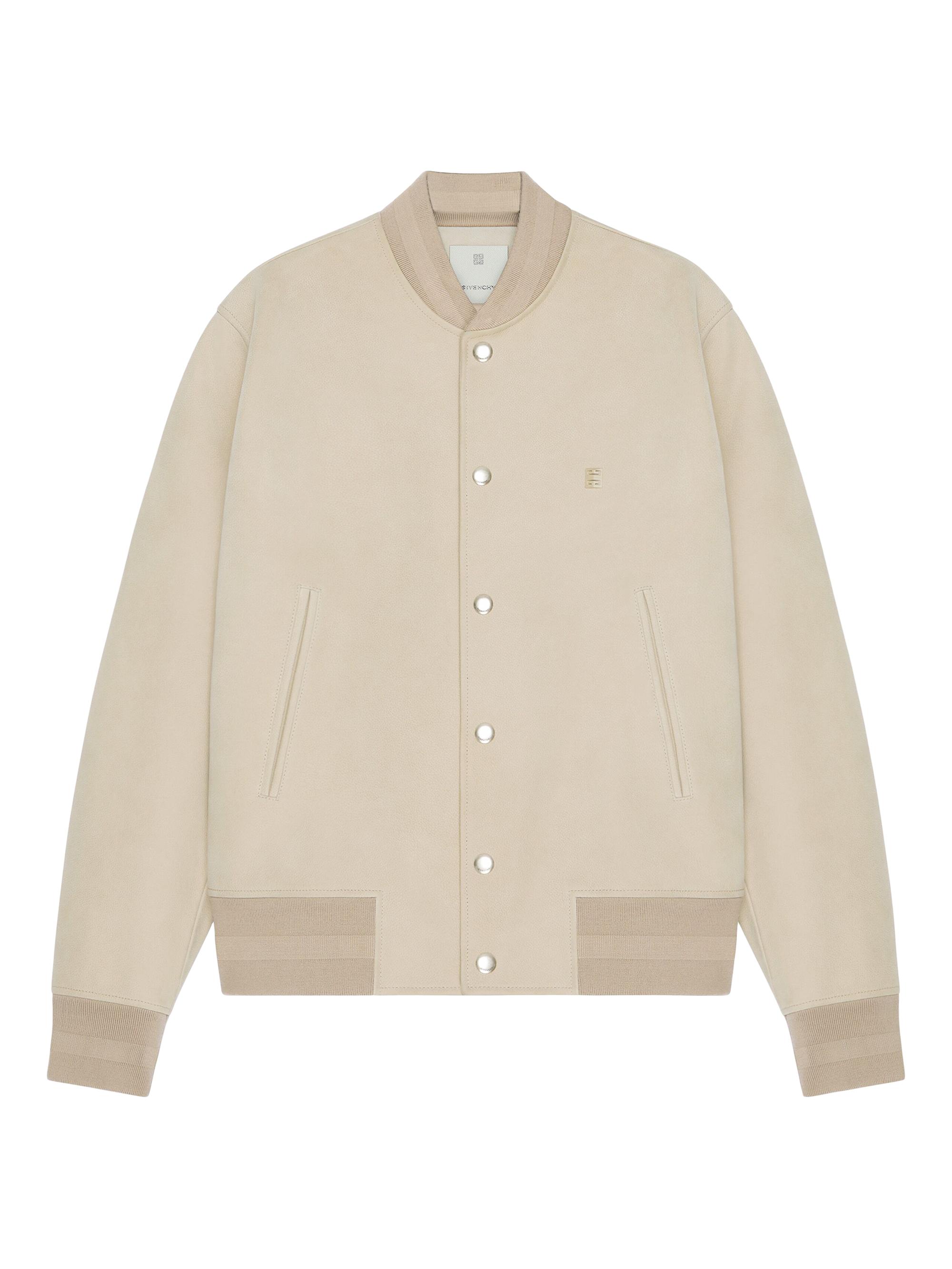 Givenchy Men's Plage Varsity Jacket in Grained Nubuck with 4G Detail - Beige