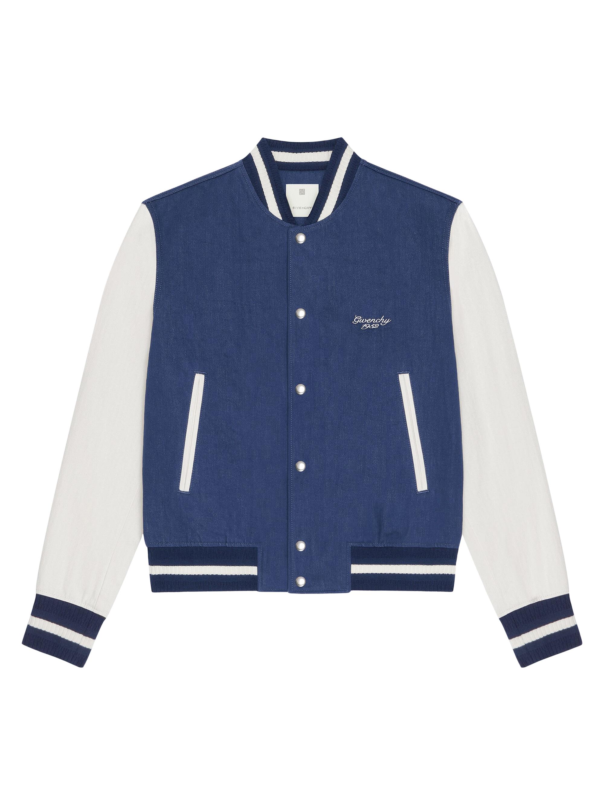 Givenchy Men's Plage Varsity Jacket in Denim - Blue White
