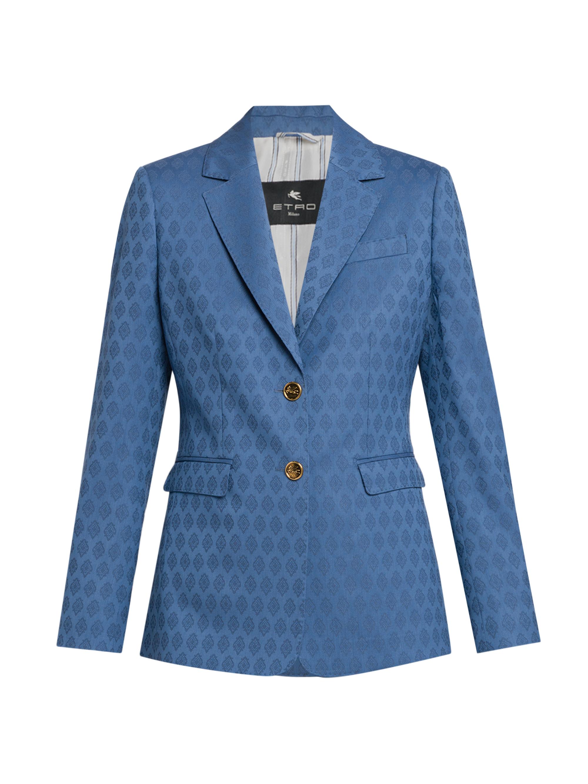 Etro Women's Geometric Jacquard Wool Blazer - Avio