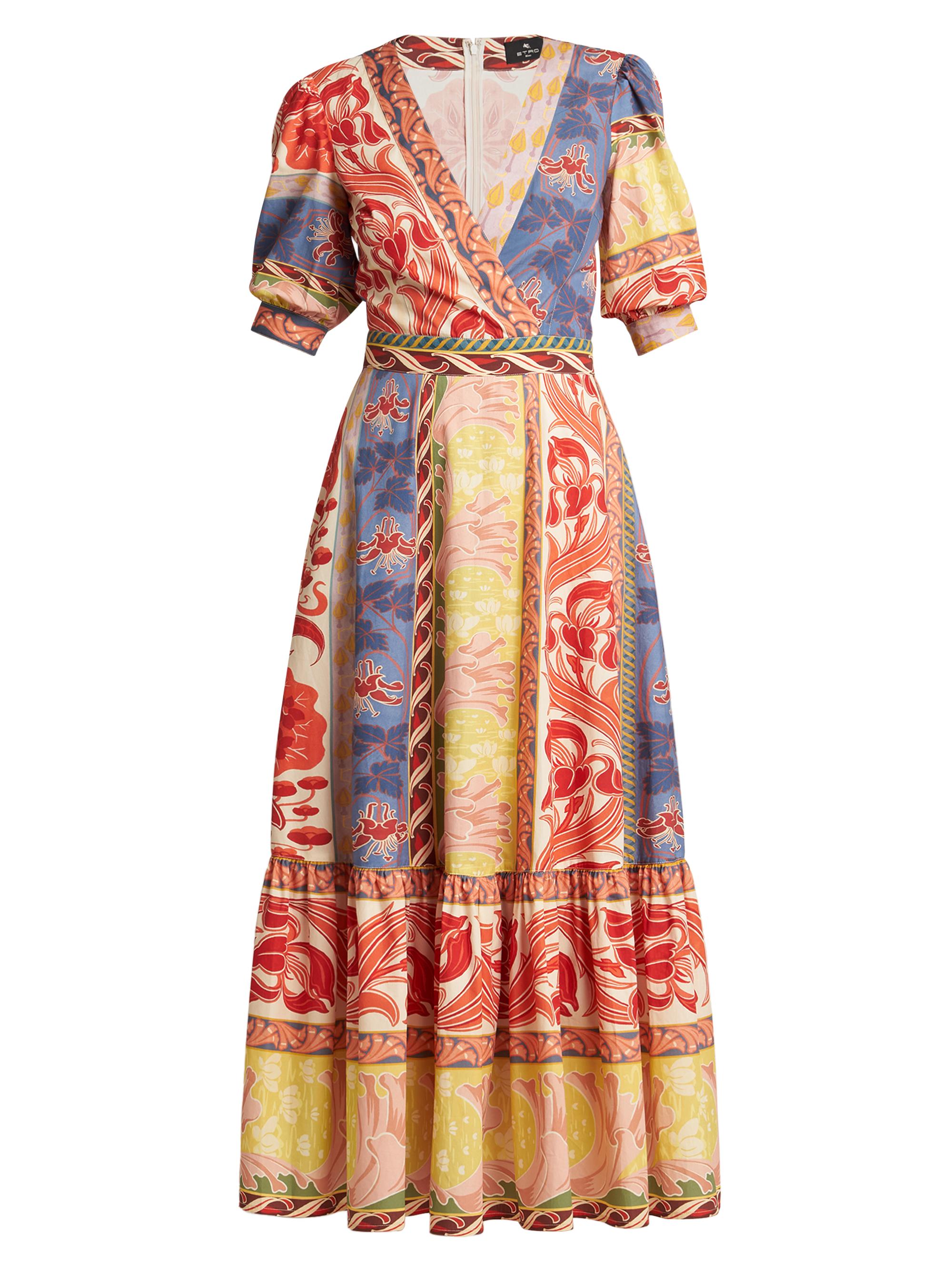 Etro Women's Floral Cotton Puff-Sleeve Midi-Dress