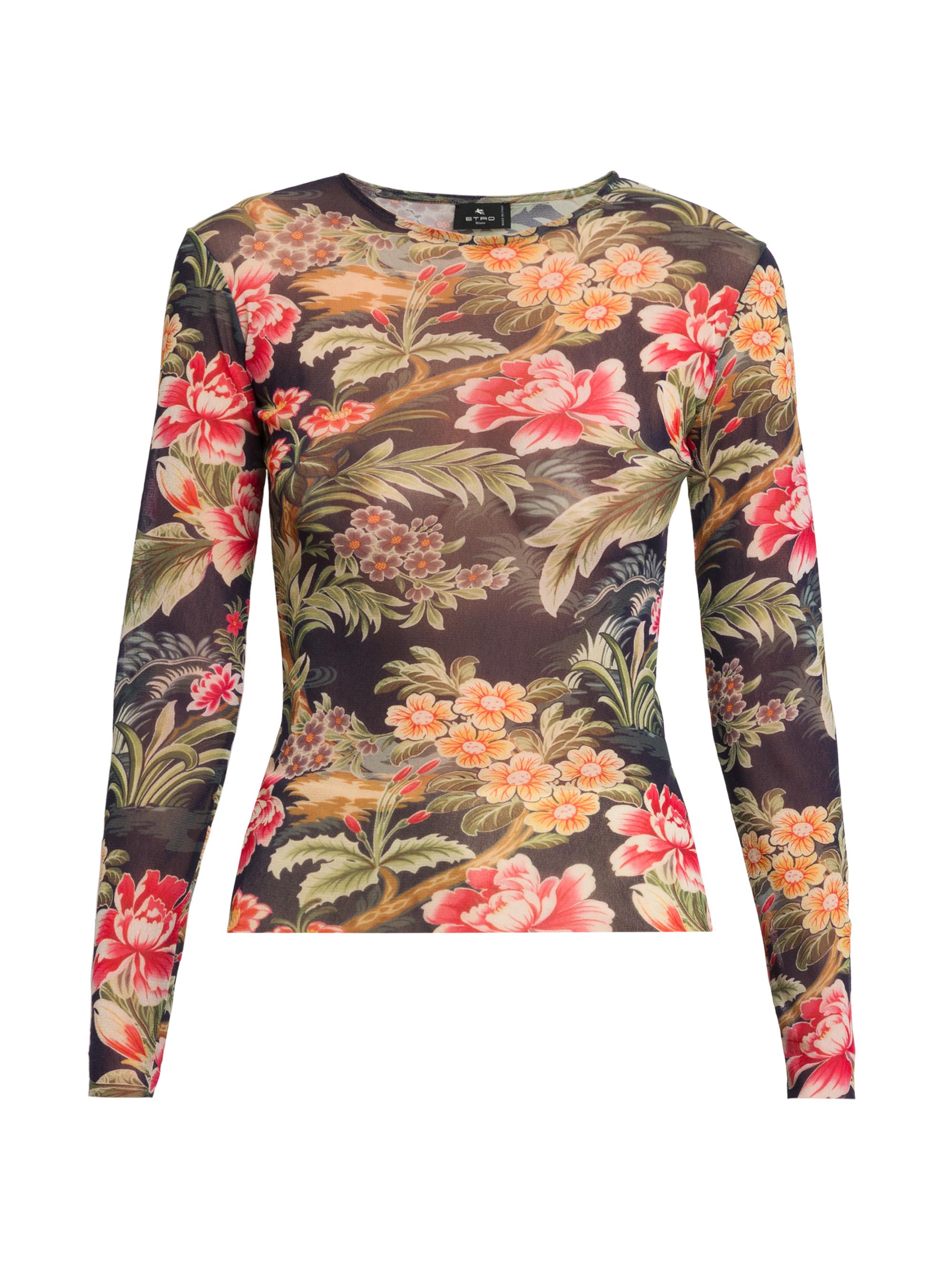 Etro Women's Floral Mesh Long-Sleeve Top