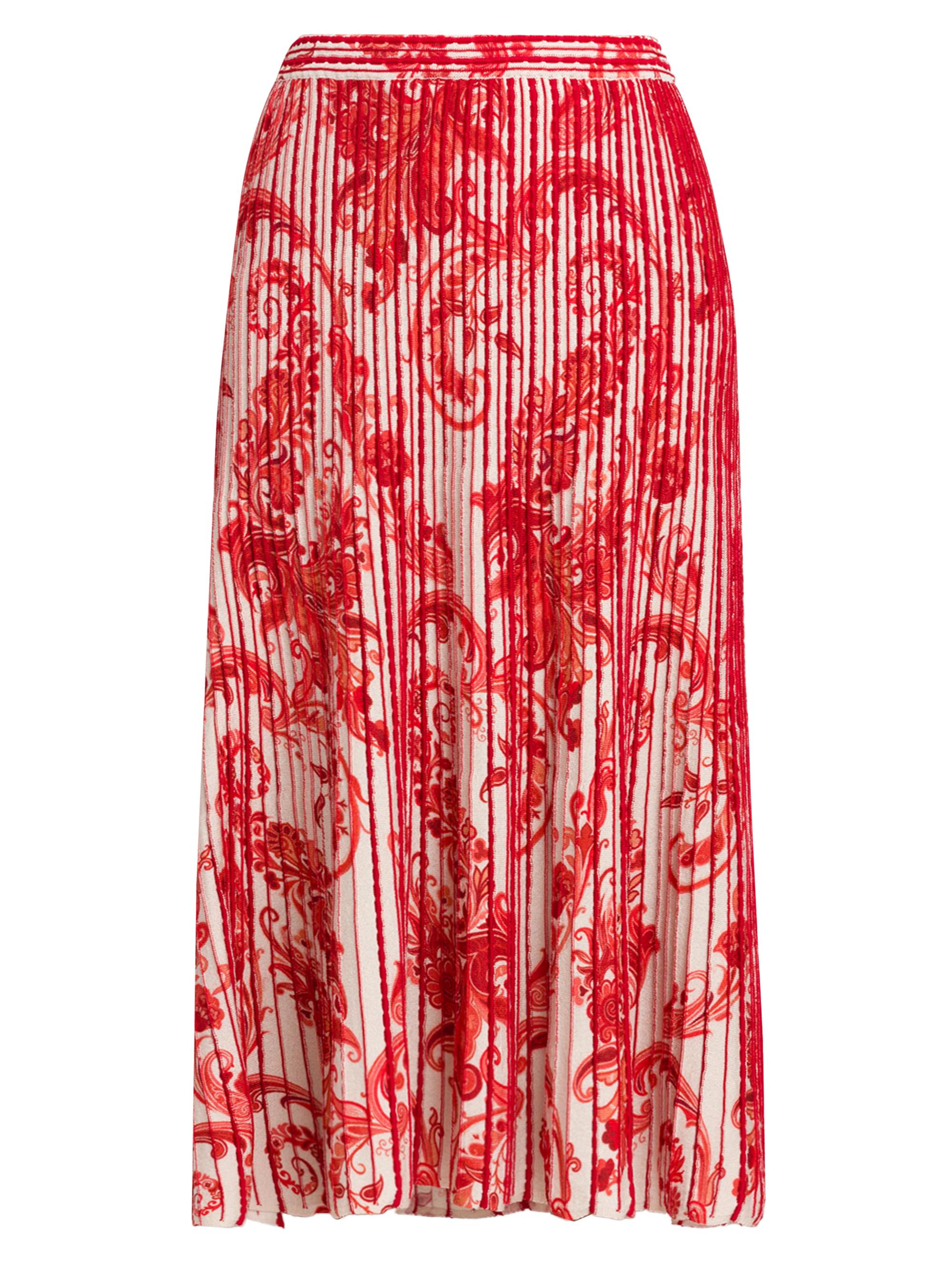 Etro Women's Paisley Pintuck Midi Skirt - Burgundy