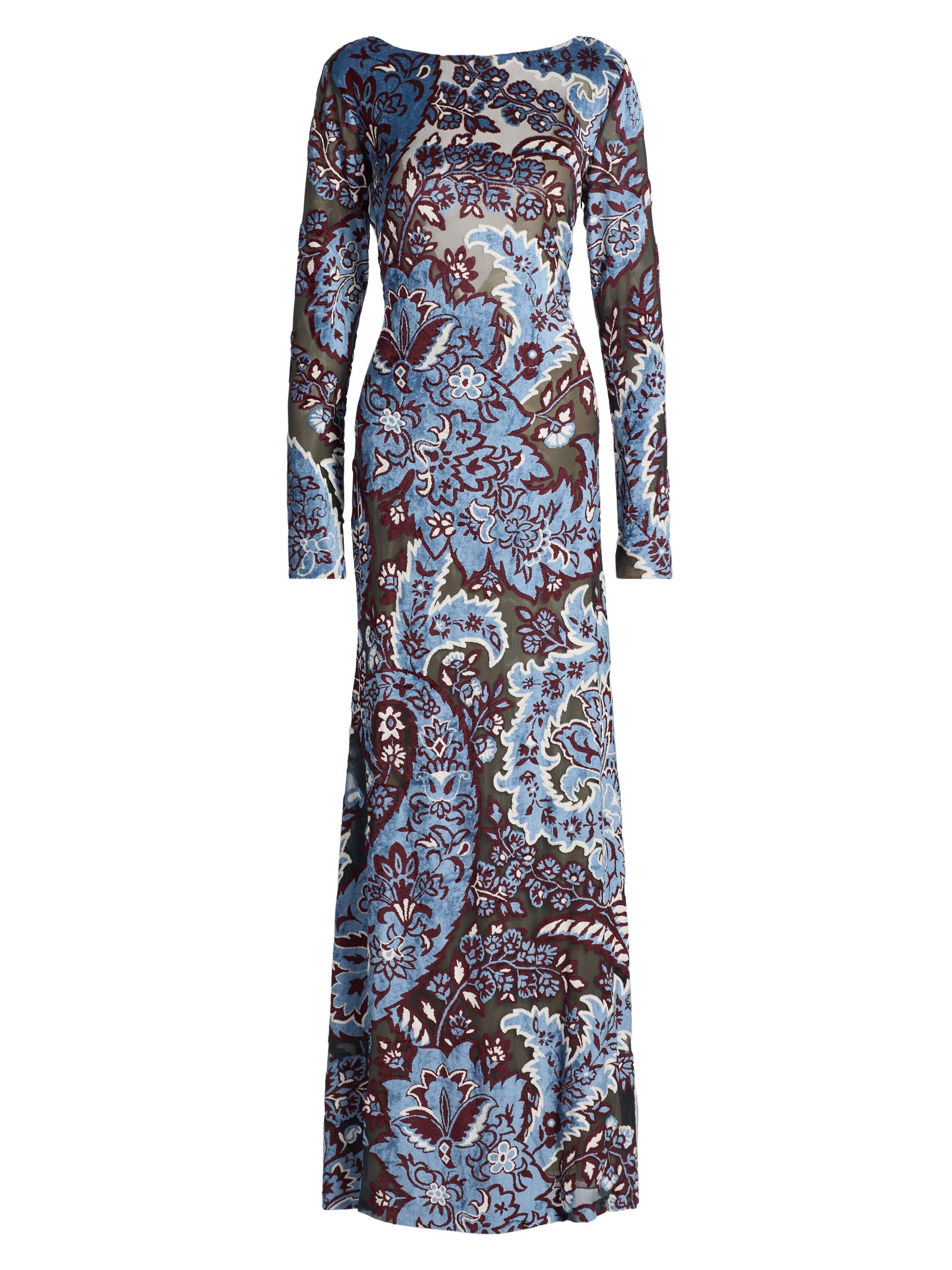 Etro Women's Floral Velvet Mesh Maxi Dress