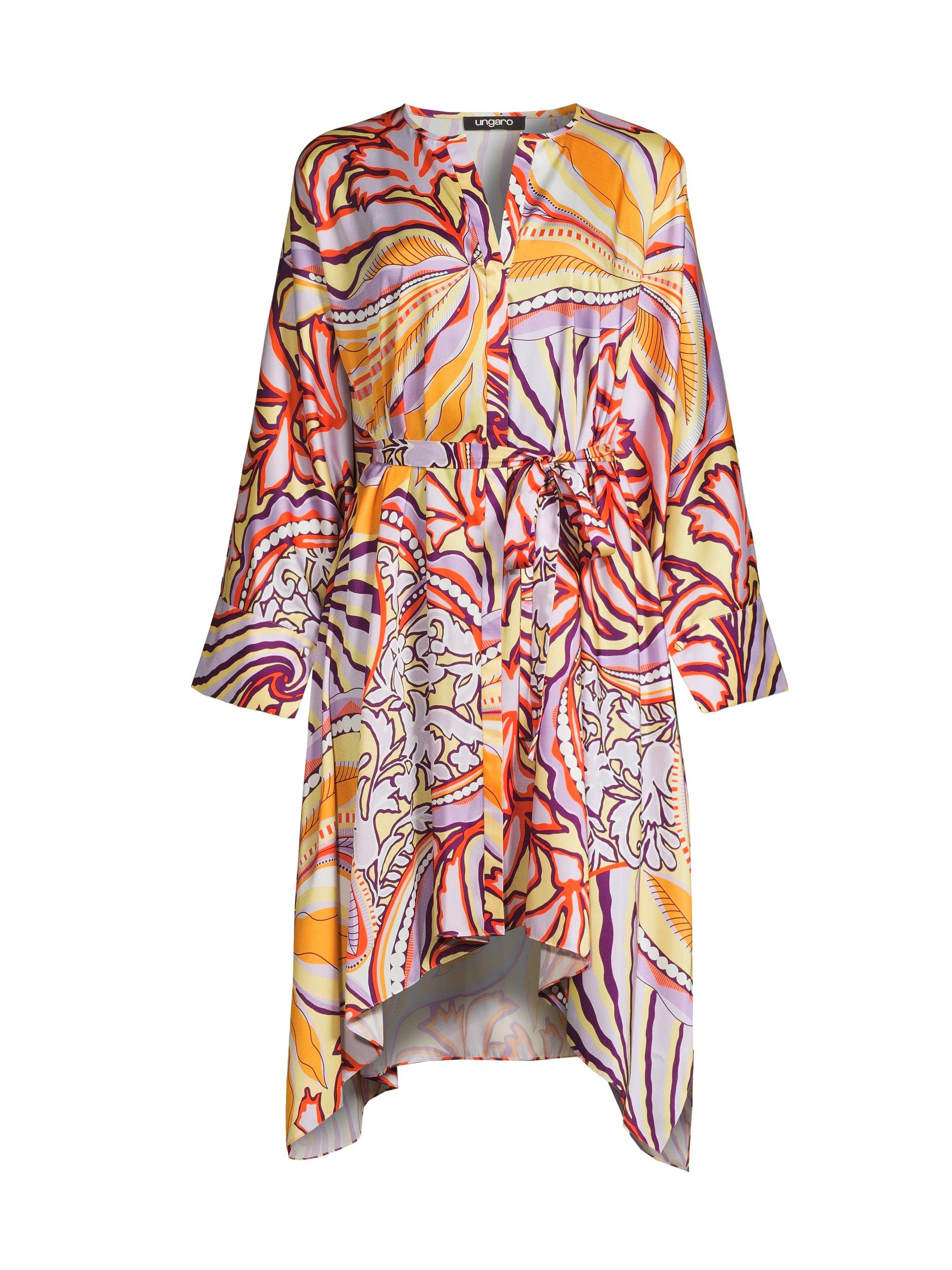 Ungaro Women's Zayna Floral Satin Belted Midi-Dress - Orchid Multi