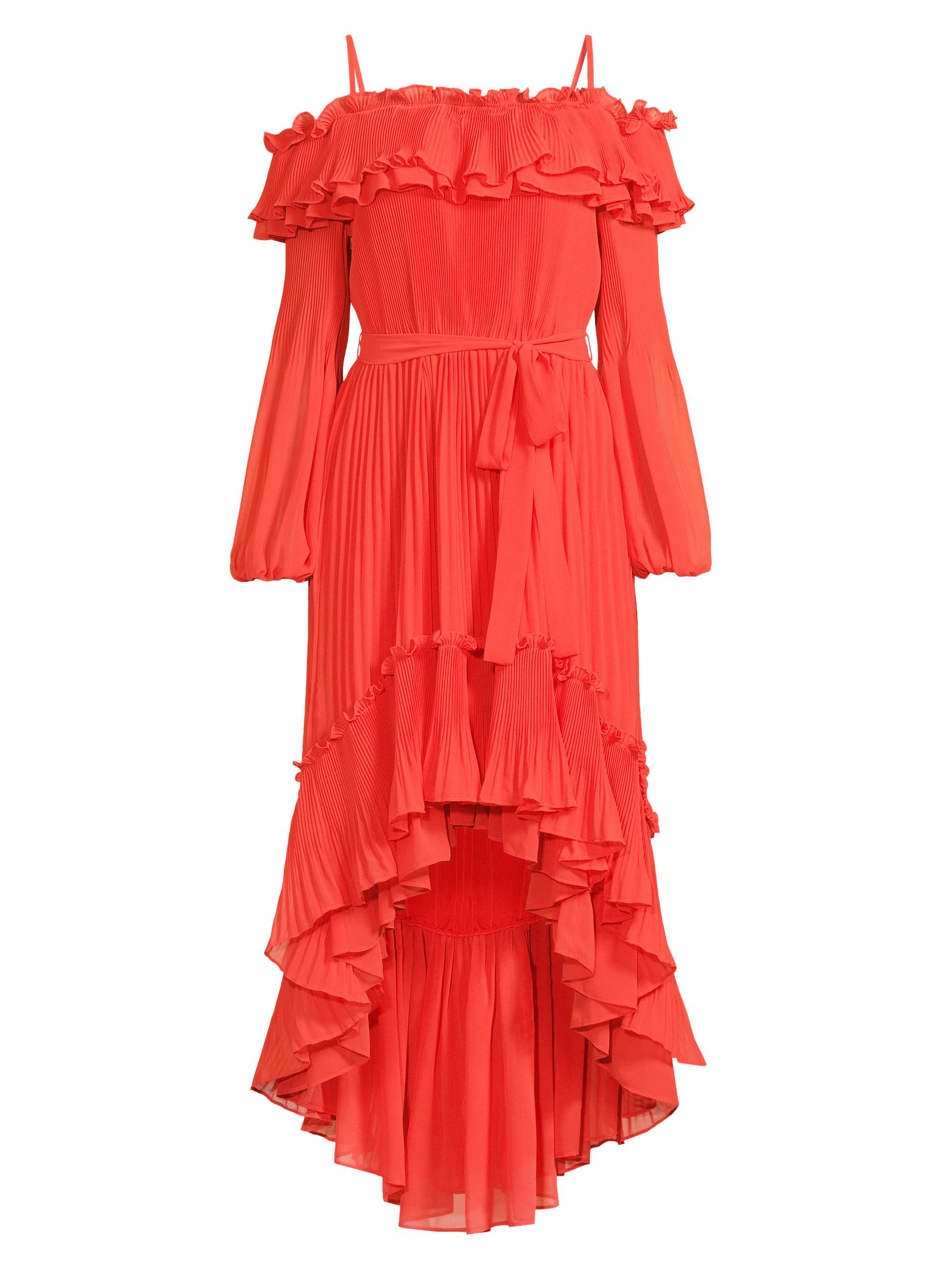 Ungaro Women's Holland Pleated Ruffled High-Low Dress - Flame
