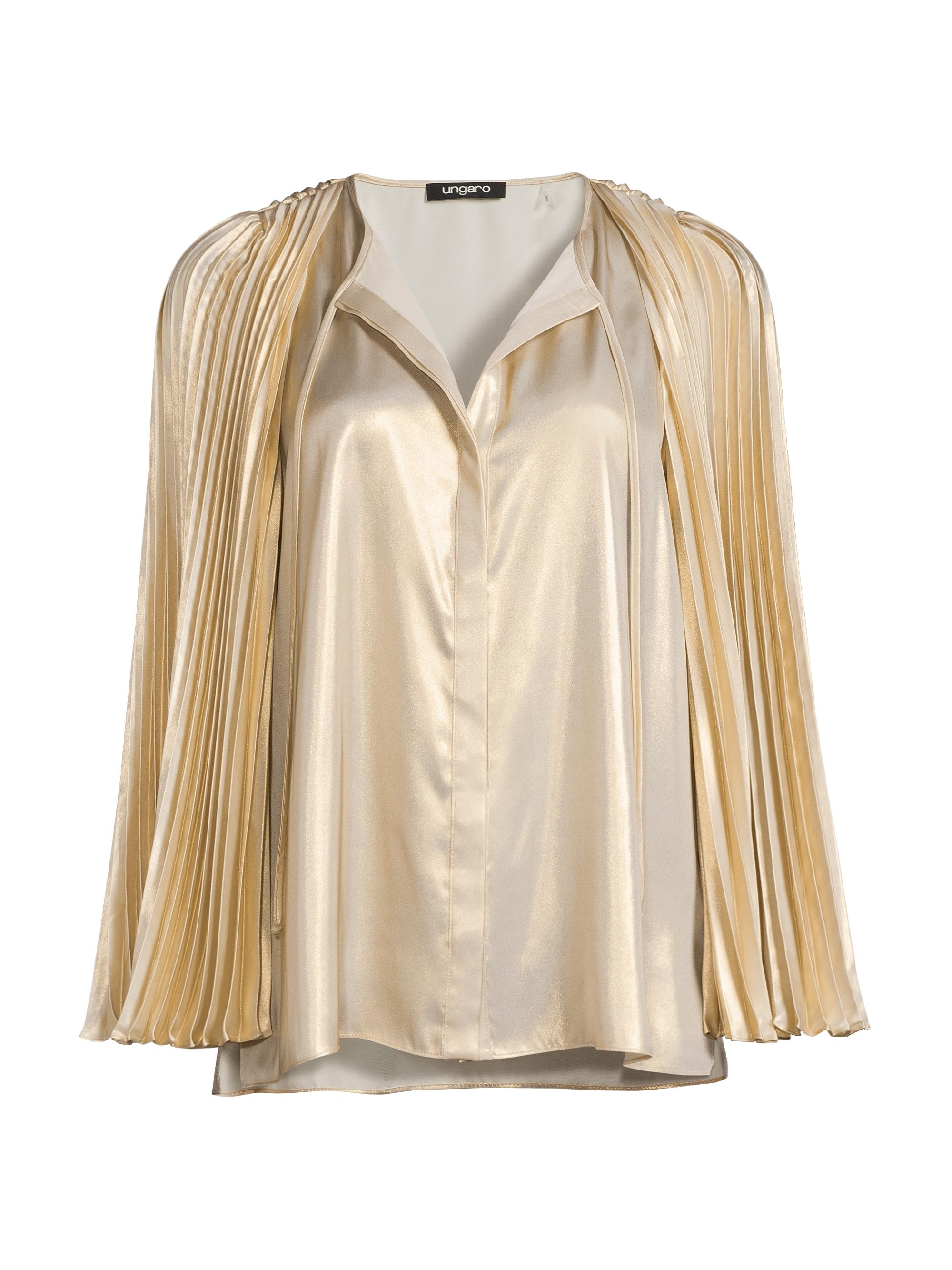 Ungaro Women's Verity Metallic Pleated Blouse - Birch