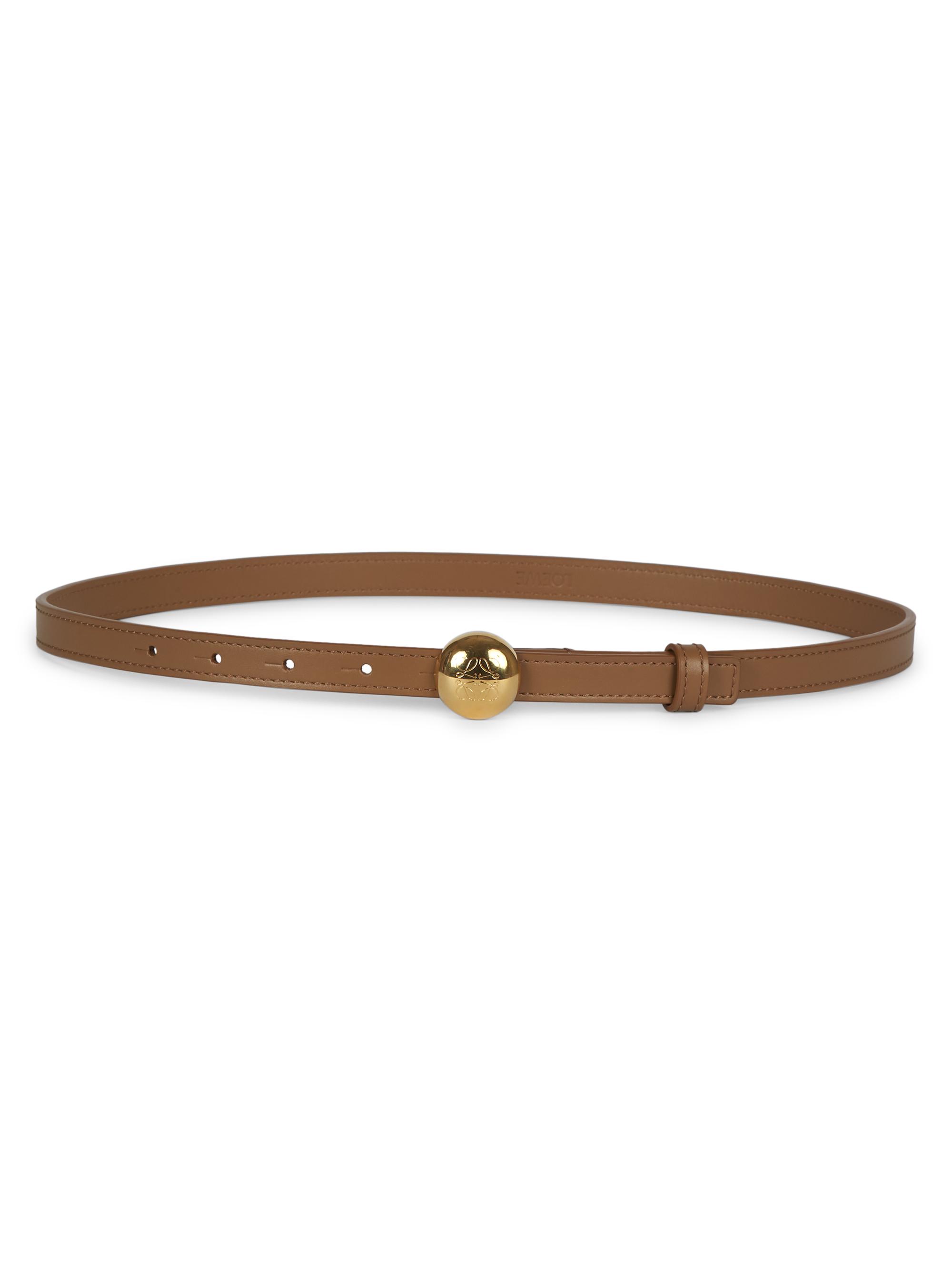 LOEWE Women's Monogram Pebble Buckle Leather Belt - Oak