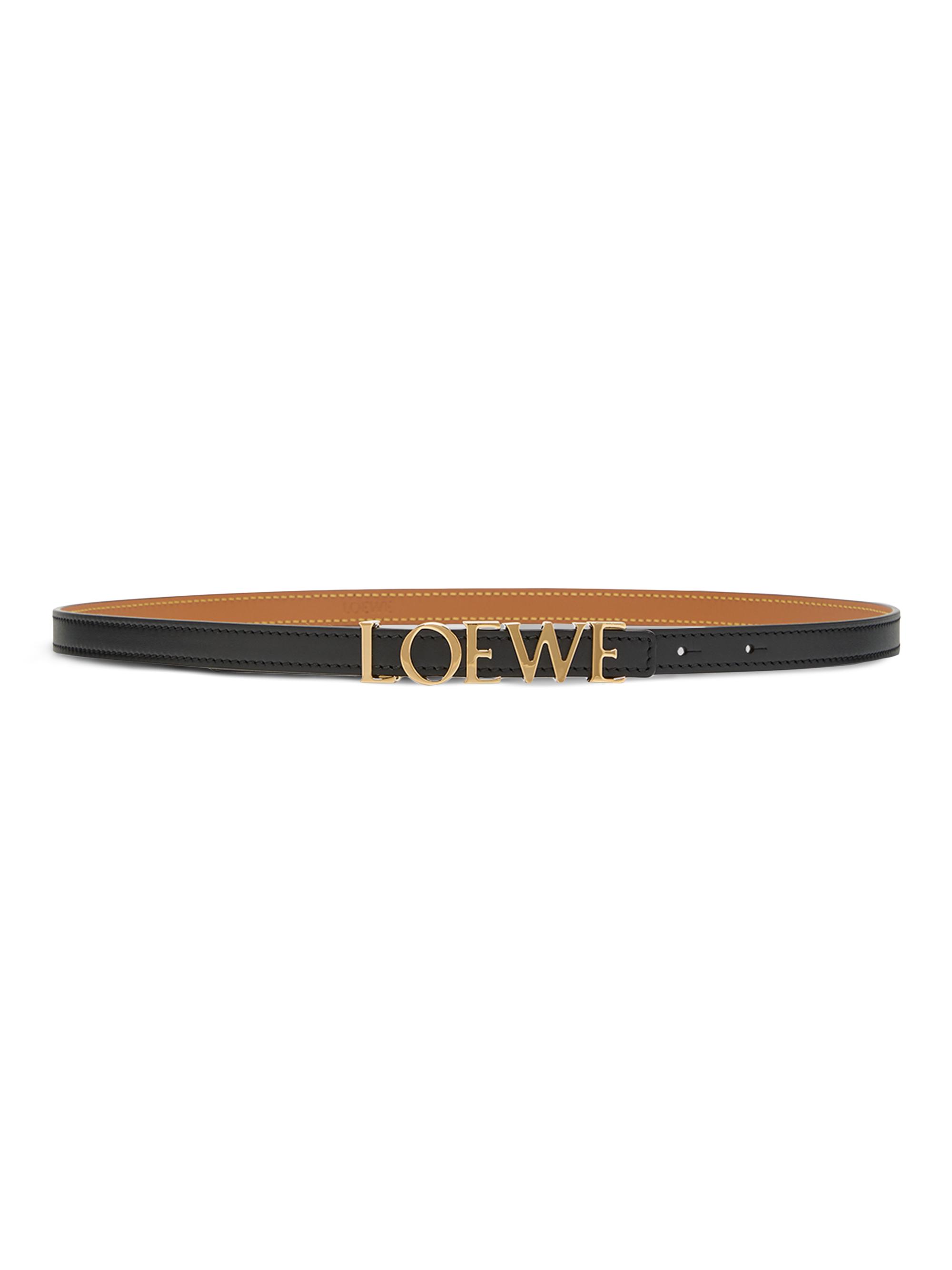 LOEWE Women's Logo Buckle Leather Belt - Black Gold