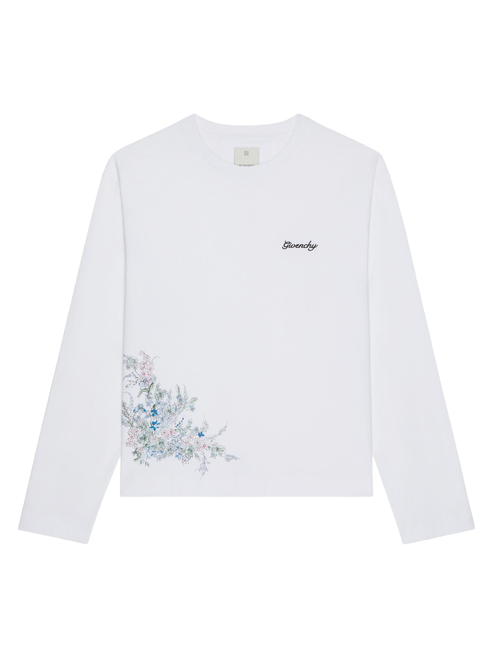Givenchy Men's Boxy Fit T-Shirt in Cotton Flowers - White