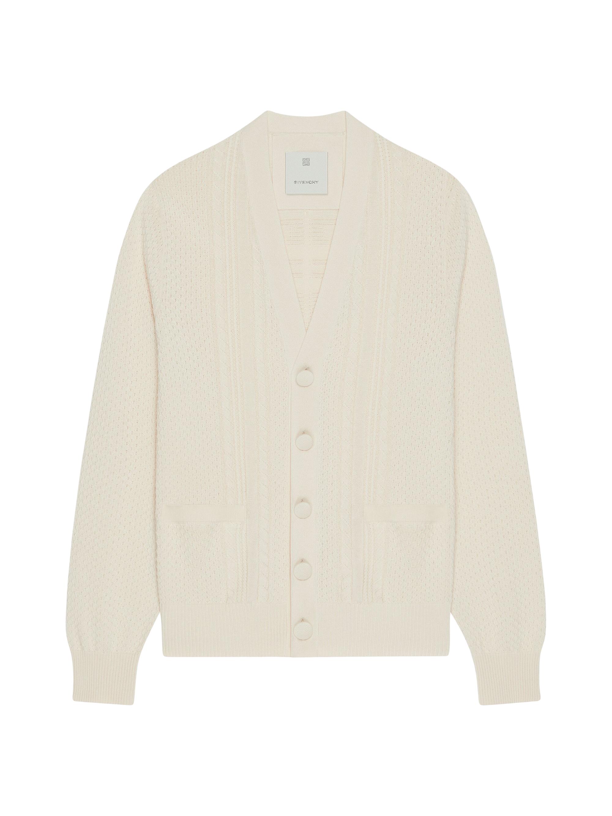Givenchy Men's 4G Cable-Knit Cardigan - Beige