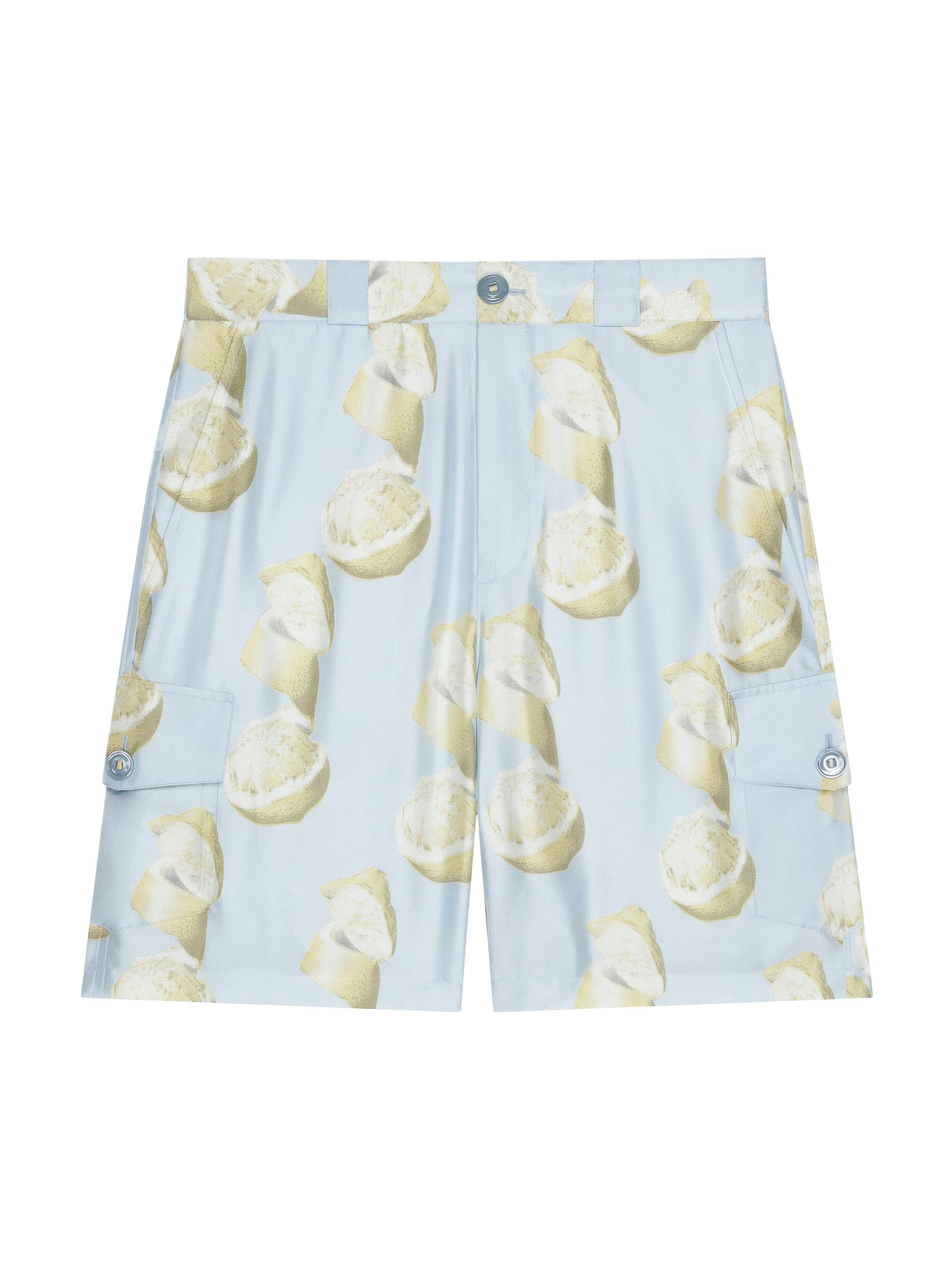 Givenchy Men's Plage Printed Bermuda Shorts in Silk - Blue Yellow