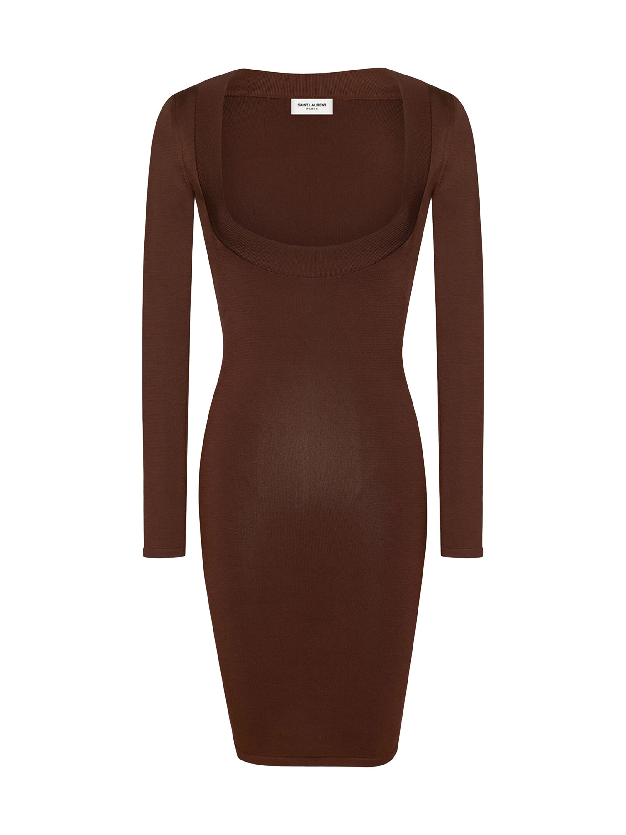 Saint Laurent Women's Décolleté Dress in Knit - Chocolate