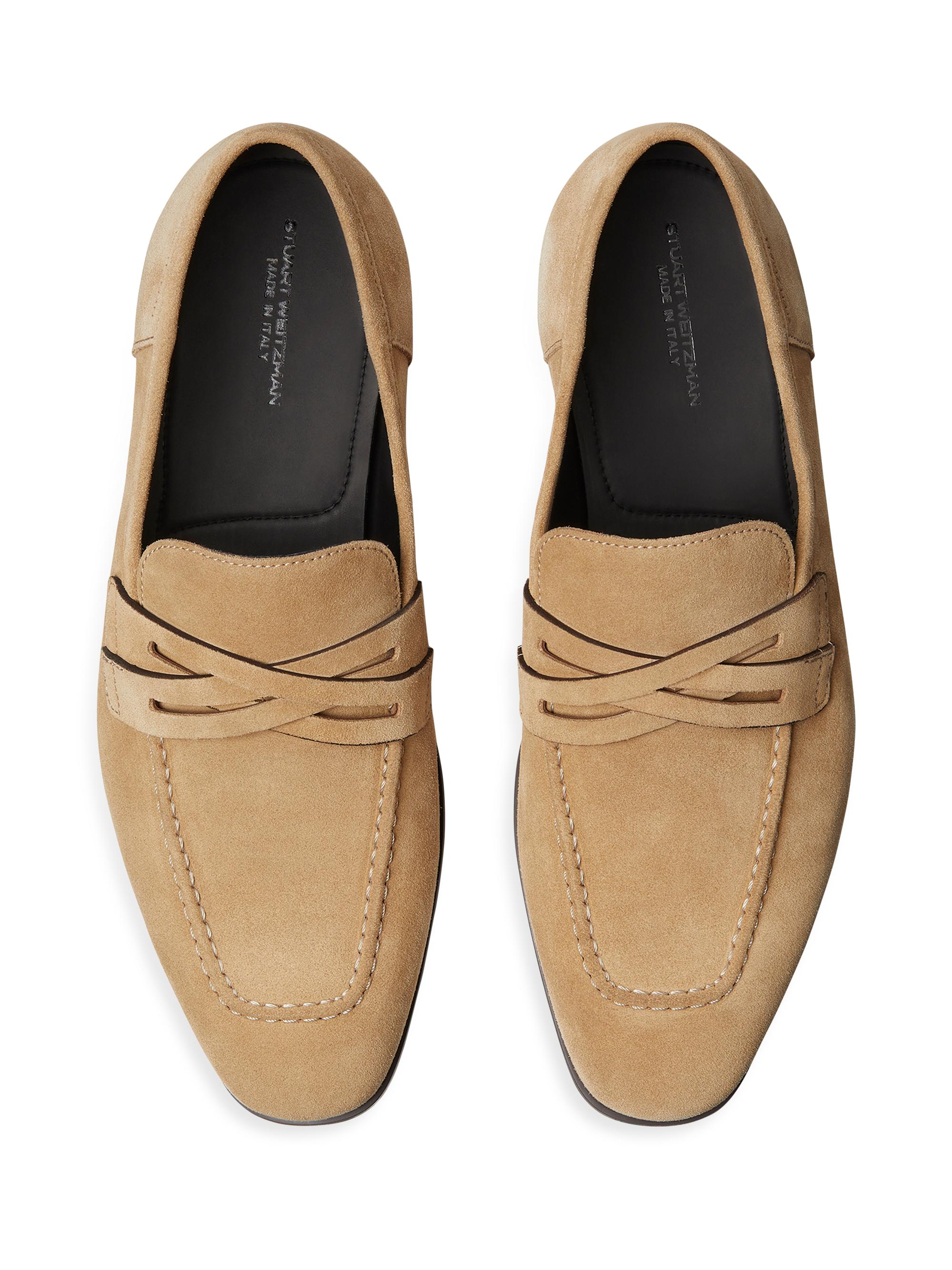 Stuart Weitzman Simon Crisscross Suede Loafers | Saks Fifth 