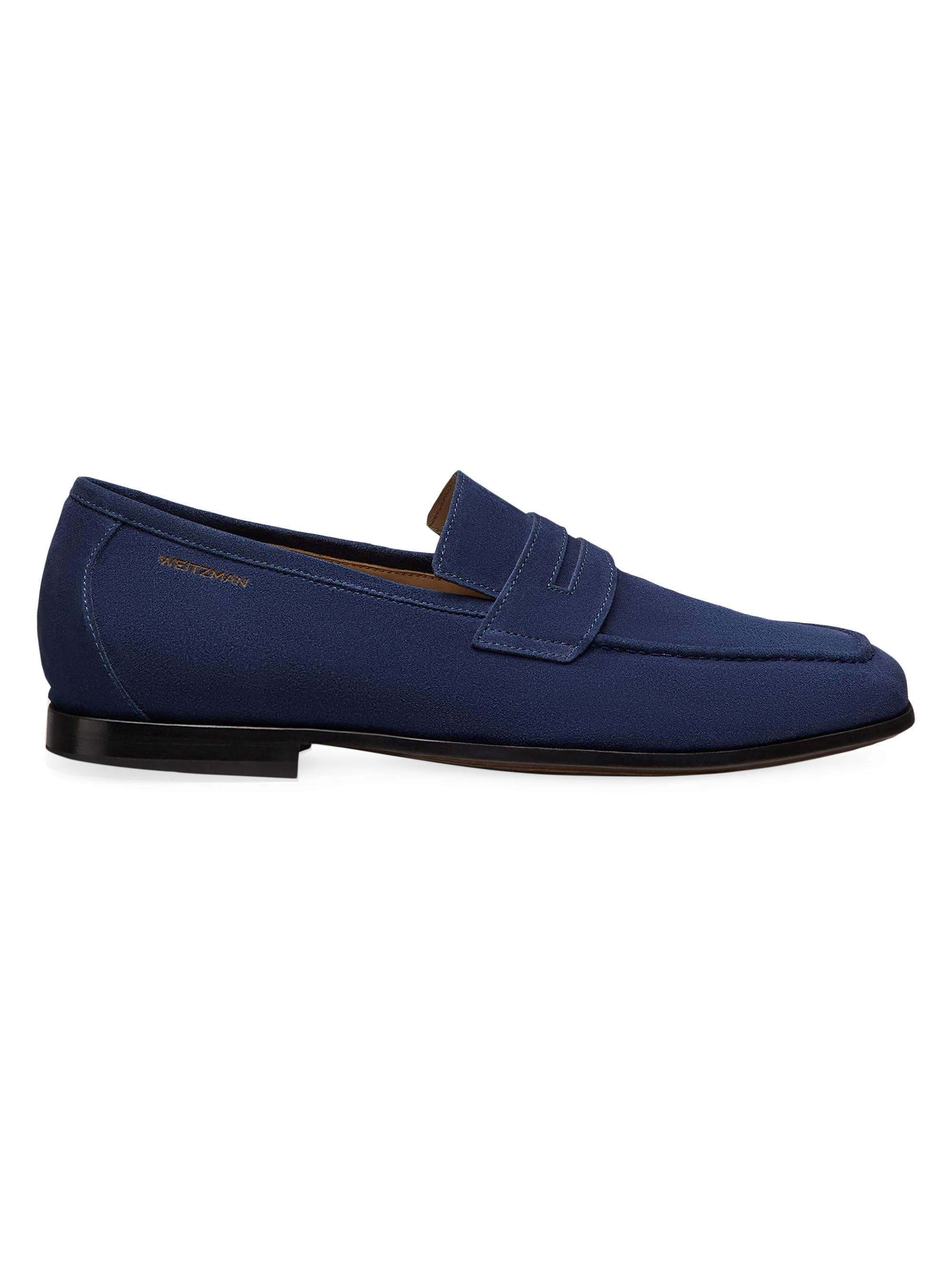 Stuart Weitzman Men's SW Club Suede Penny Loafers - Blue