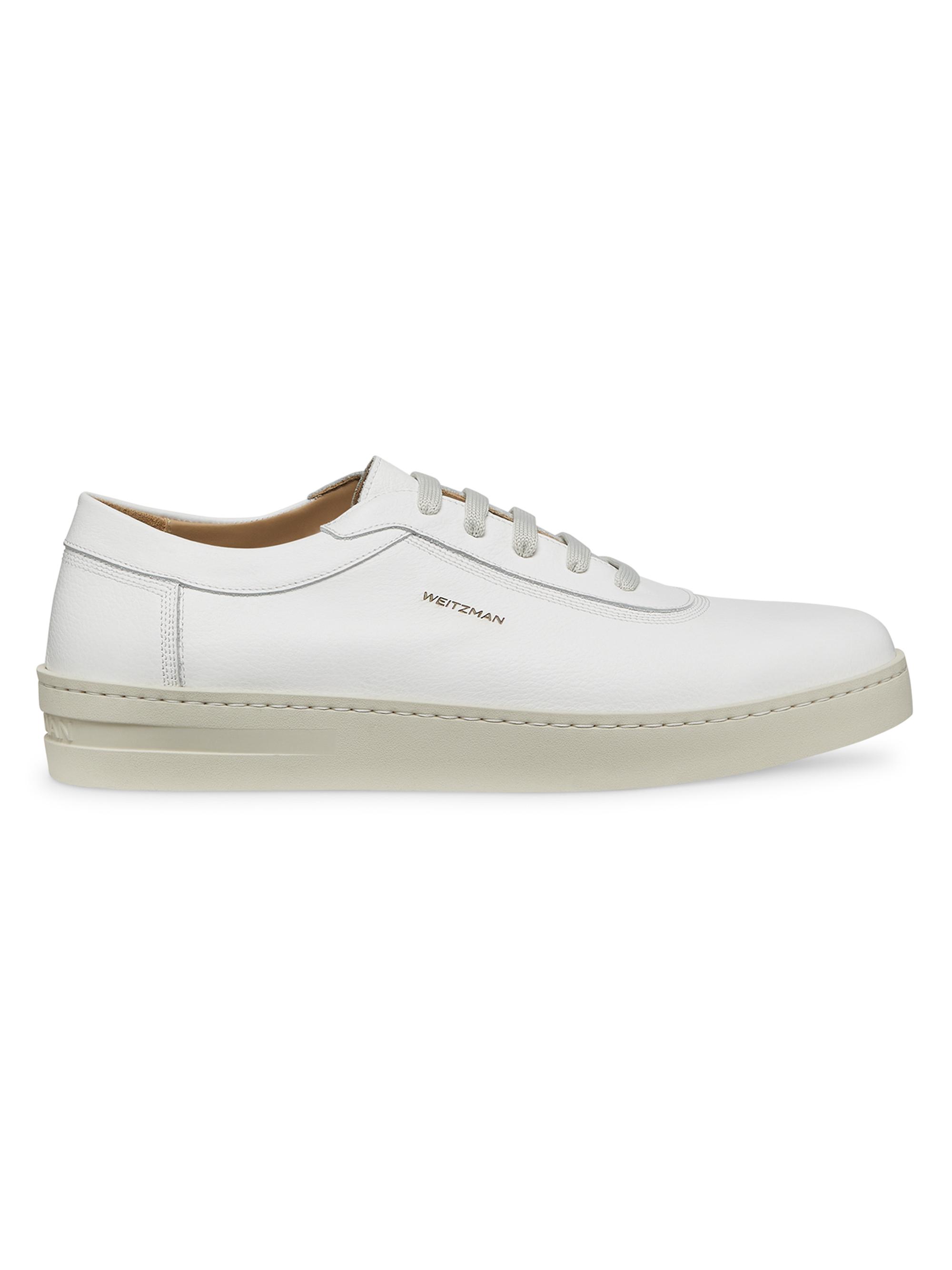 Stuart Weitzman Men's Hamptons Leather Low-Top Sneakers - White