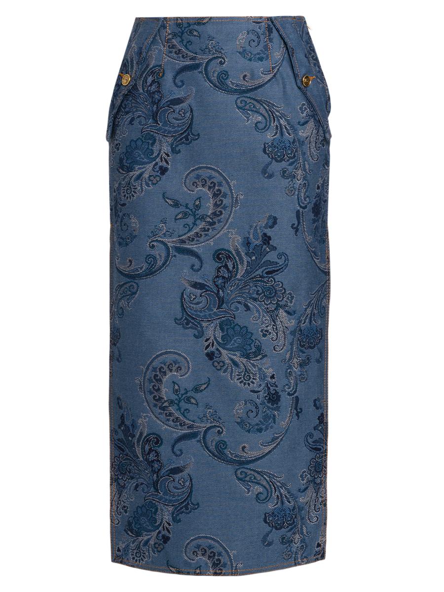 Etro Paisley Denim Midi-Skirt | Saks Fifth Avenue