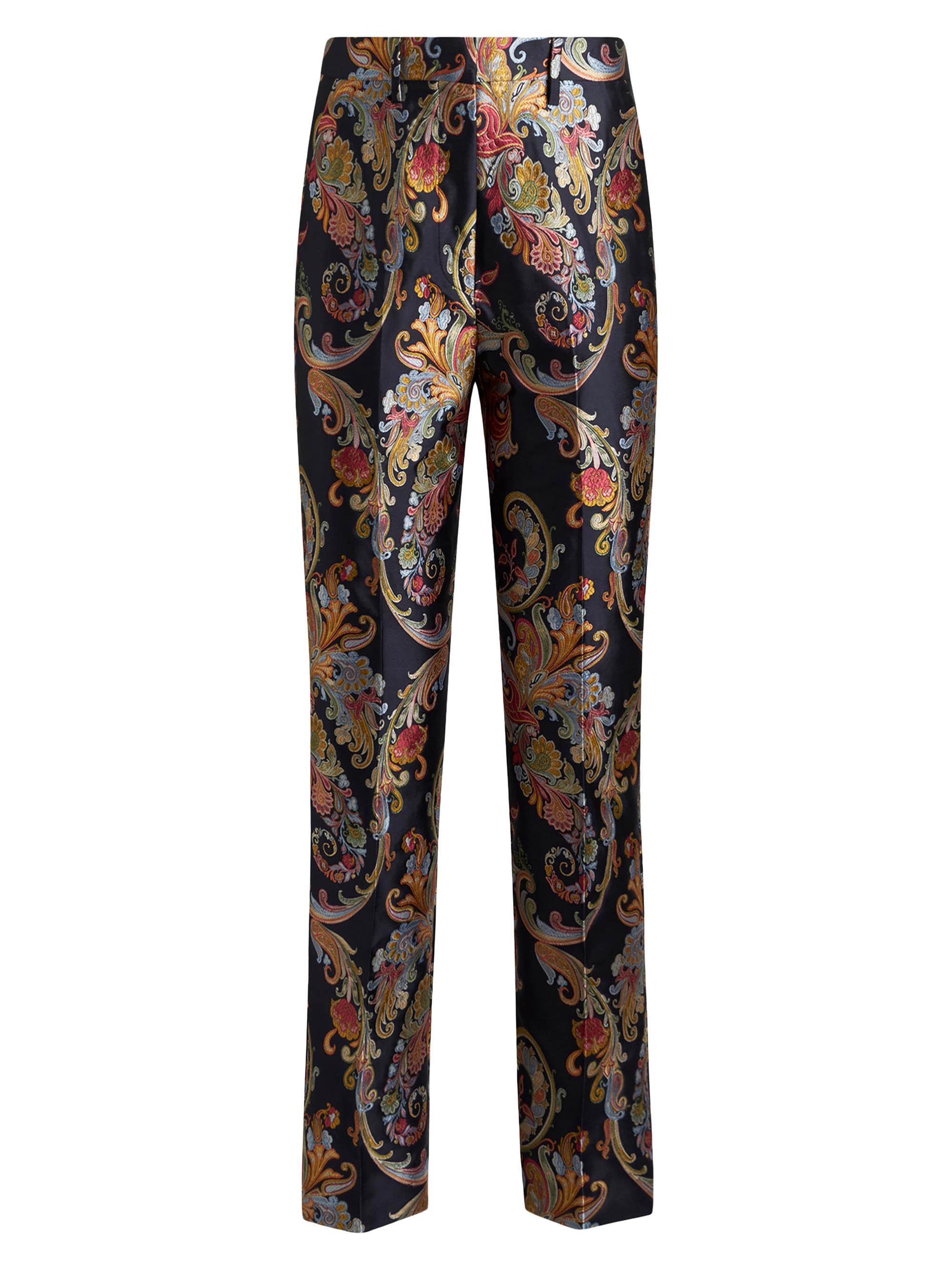 Etro Women's Floral Satin Slim Crop Pants