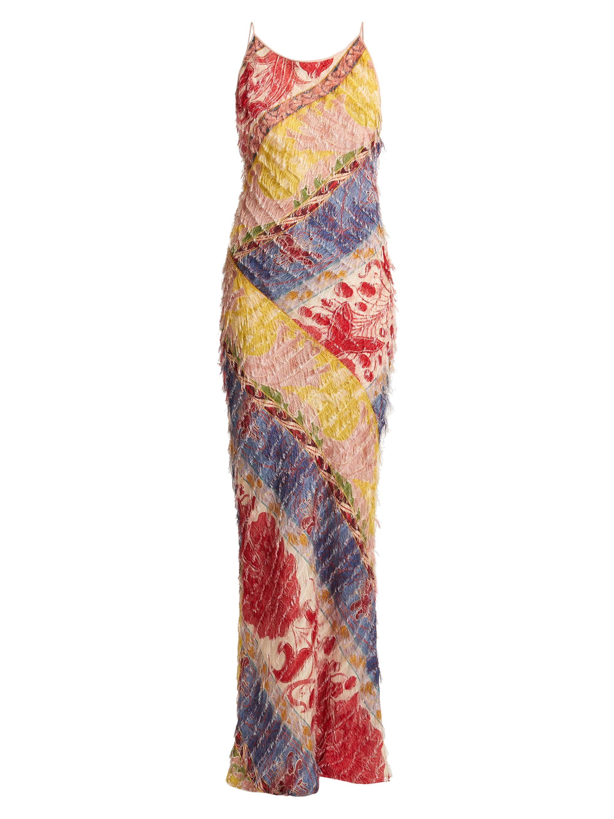 Etro Women's Printed Fringe Long Slipdress