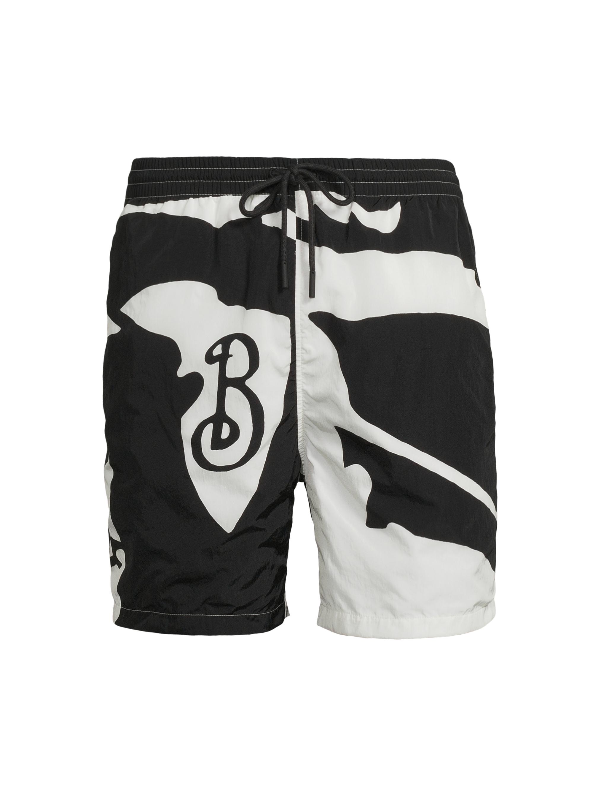 Burberry Men's EKD Drawstring Swim Shorts - Black White