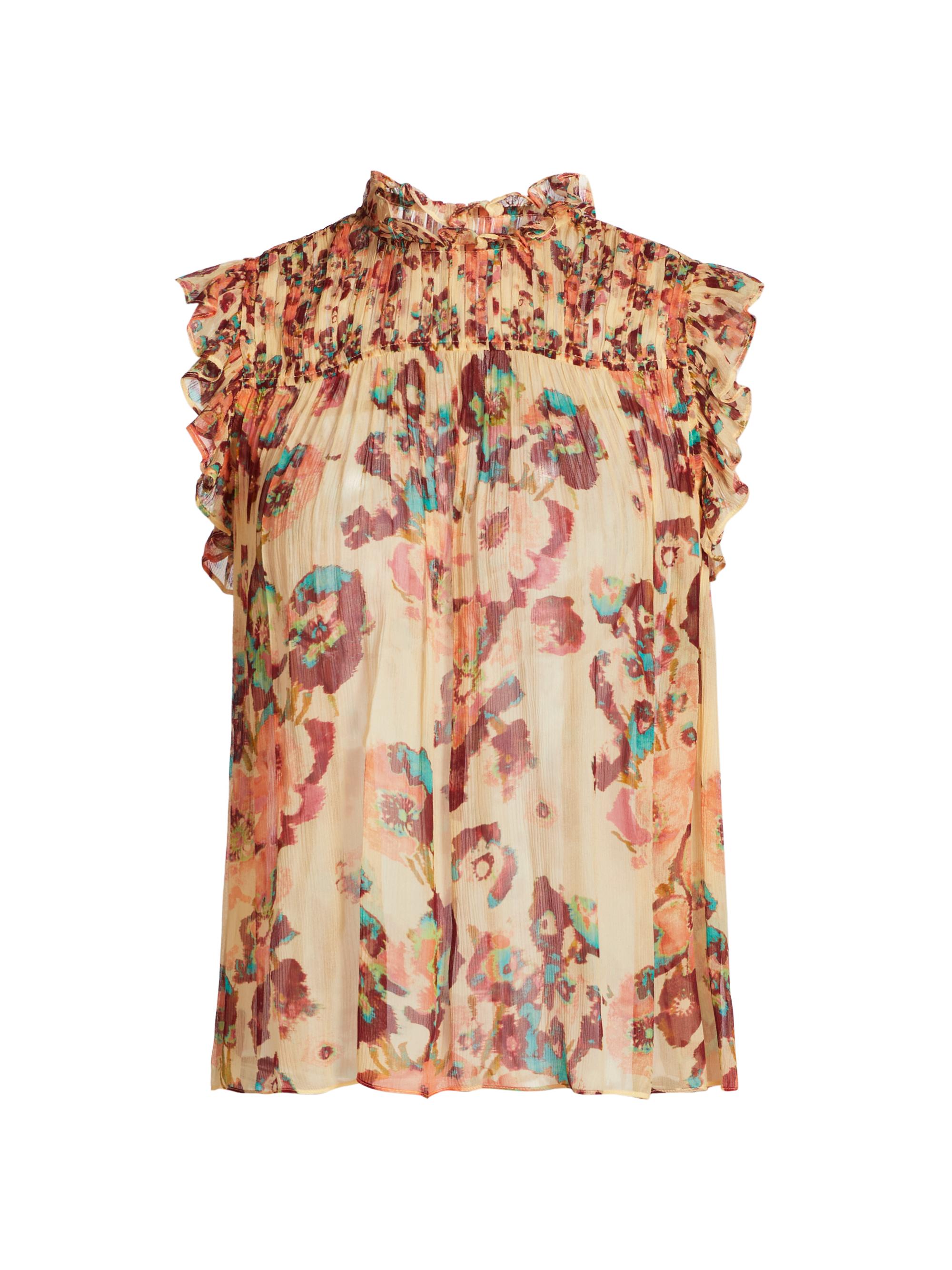 Ulla Johnson Women's Georgina Watercolor Floral Silk Top - Camellia