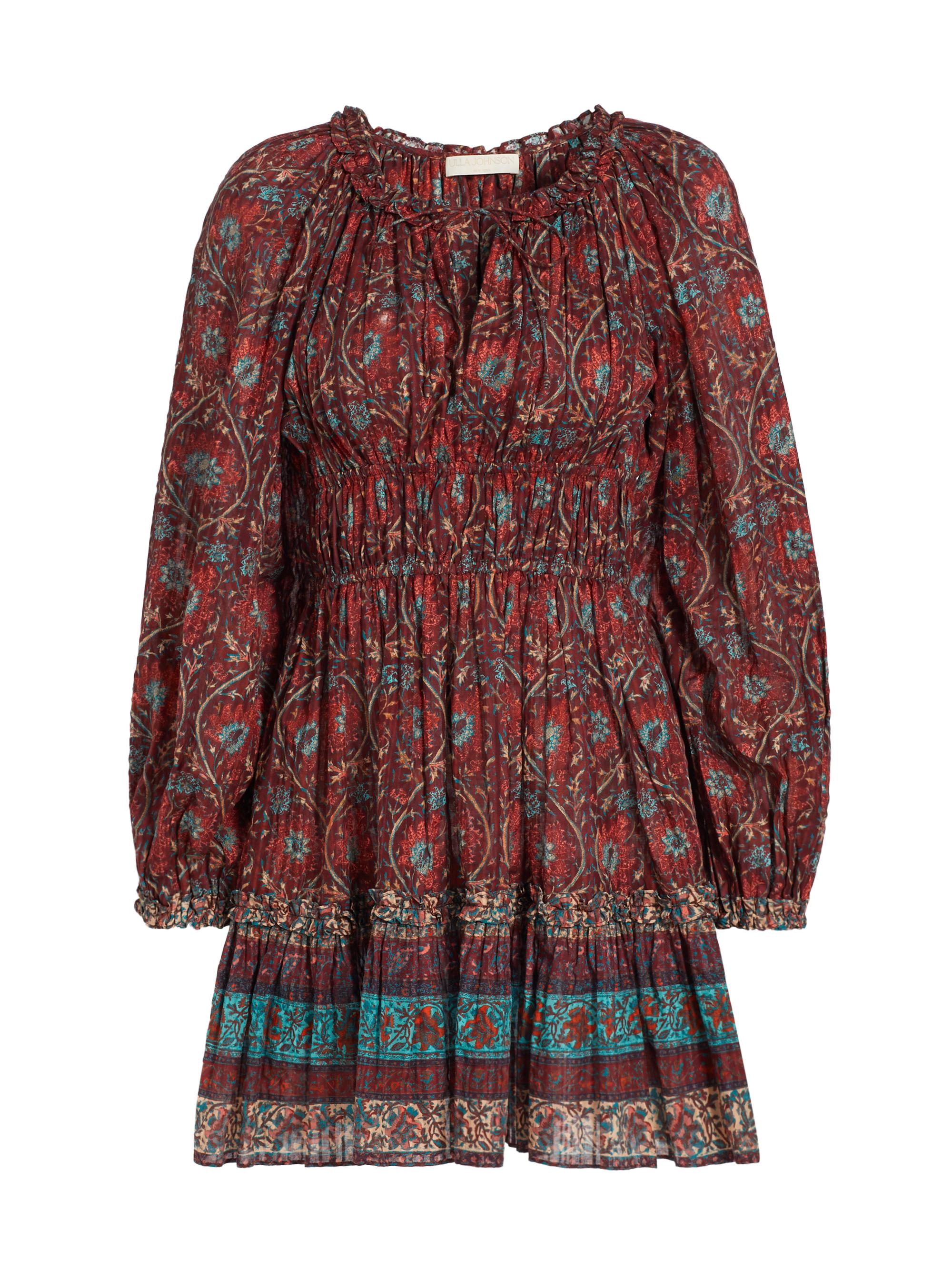 Ulla Johnson Women's Val Botanical Shadow Stripe Dress - Pomegranate