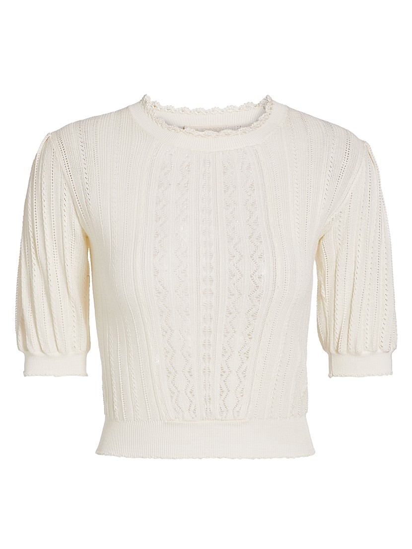 Shop Ulla Johnson Gemma Silk-Cotton Pointelle Top | Saks Shop Ulla Johnson Gemma Silk-Cotton Pointelle Top | Saks