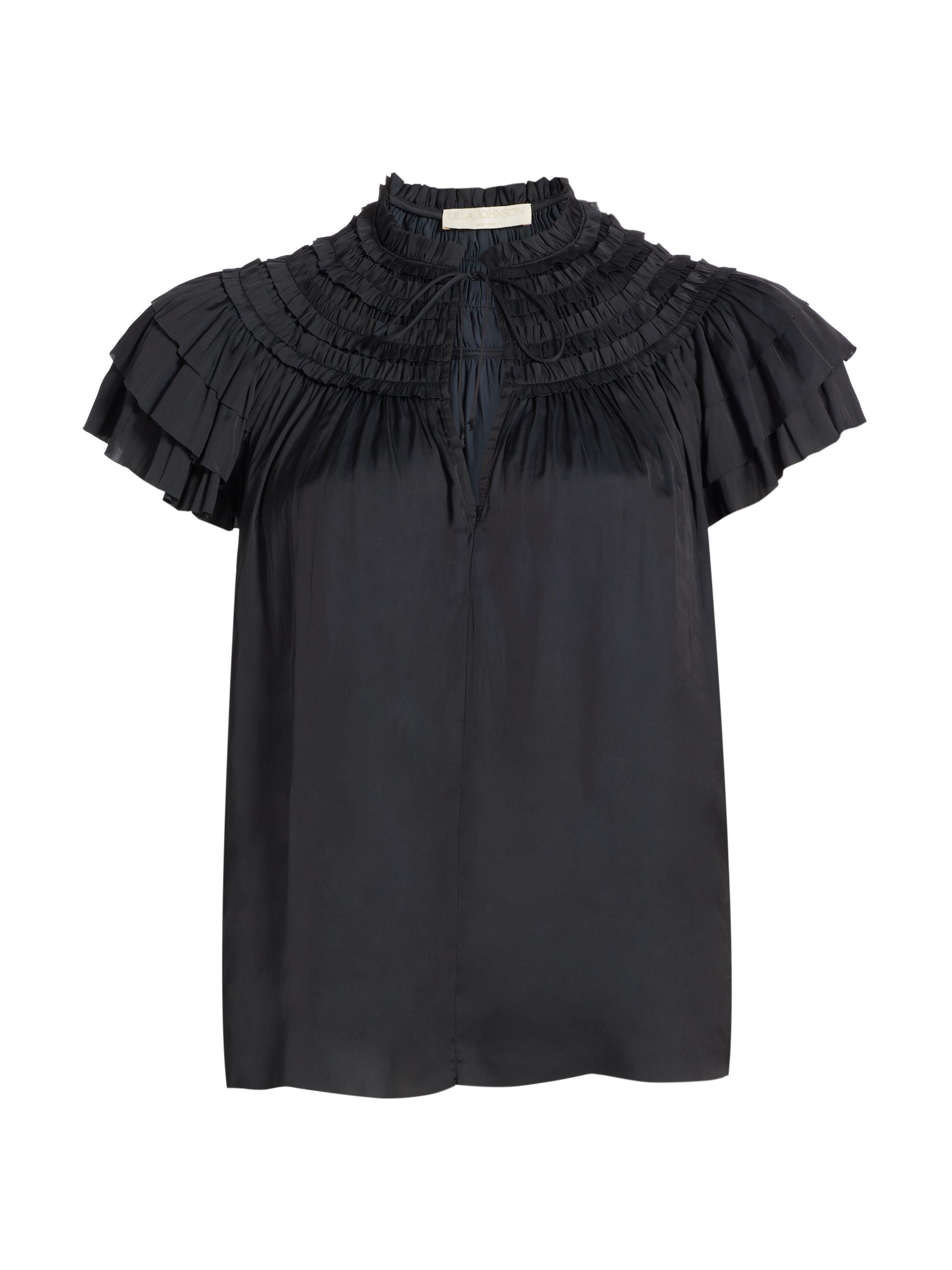 Ulla Johnson Women's Liv Plisse Satin Top - Noir