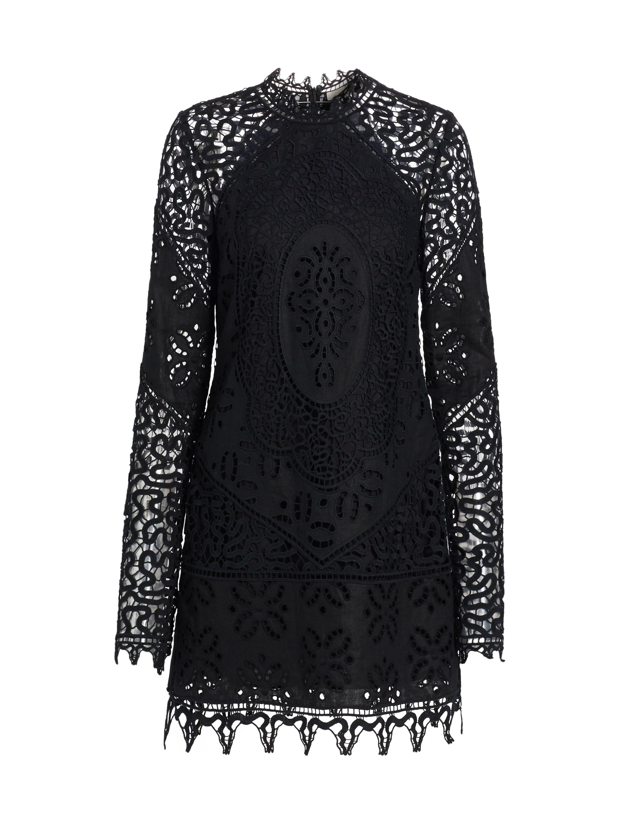 Ulla Johnson Women's Eleni Eyelet & Lace Linen Dress - Noir