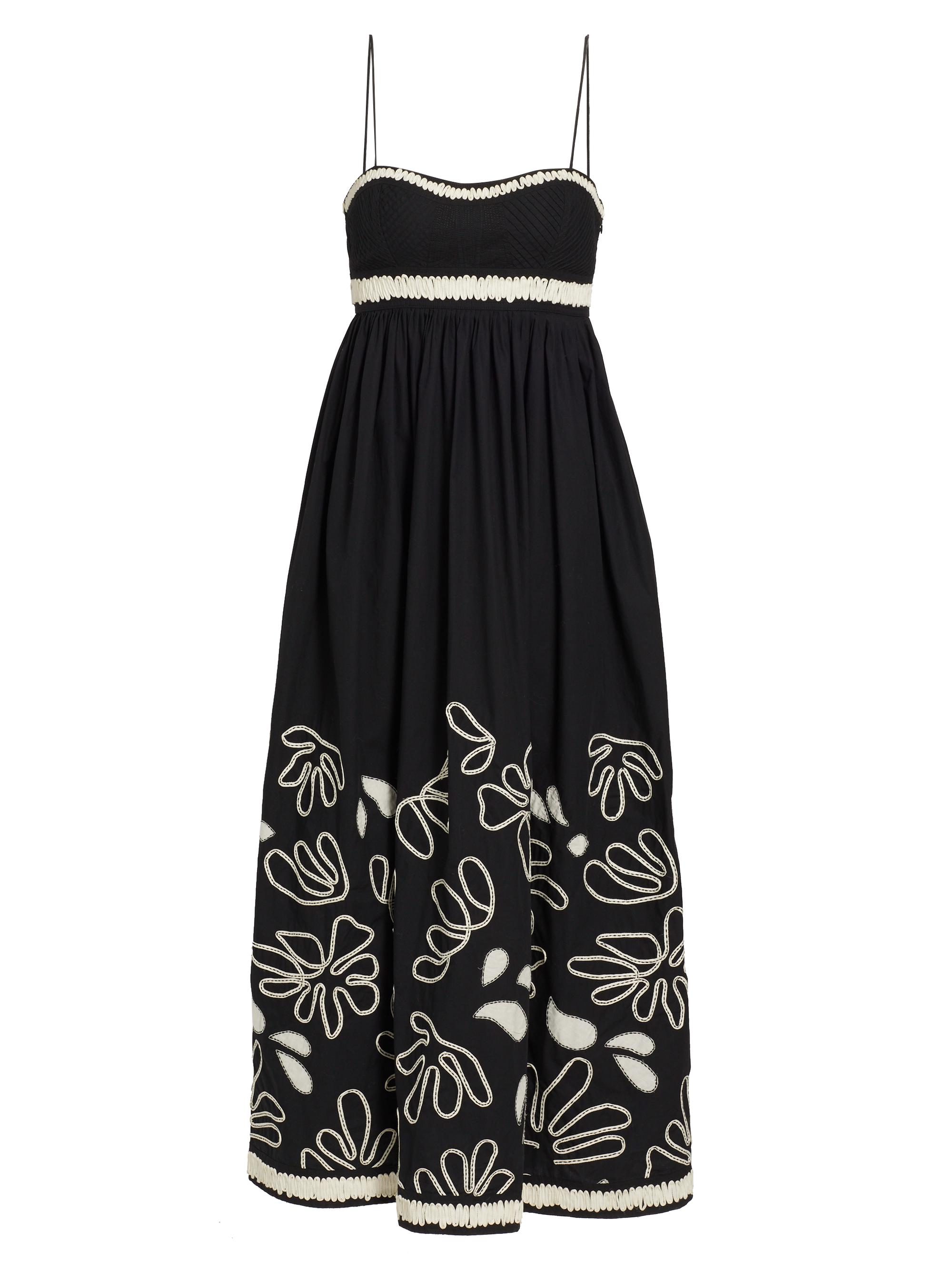 Ulla Johnson Women's Hollis Bloom Ribbon-Embroidered Cotton Midi-Dress - Raven