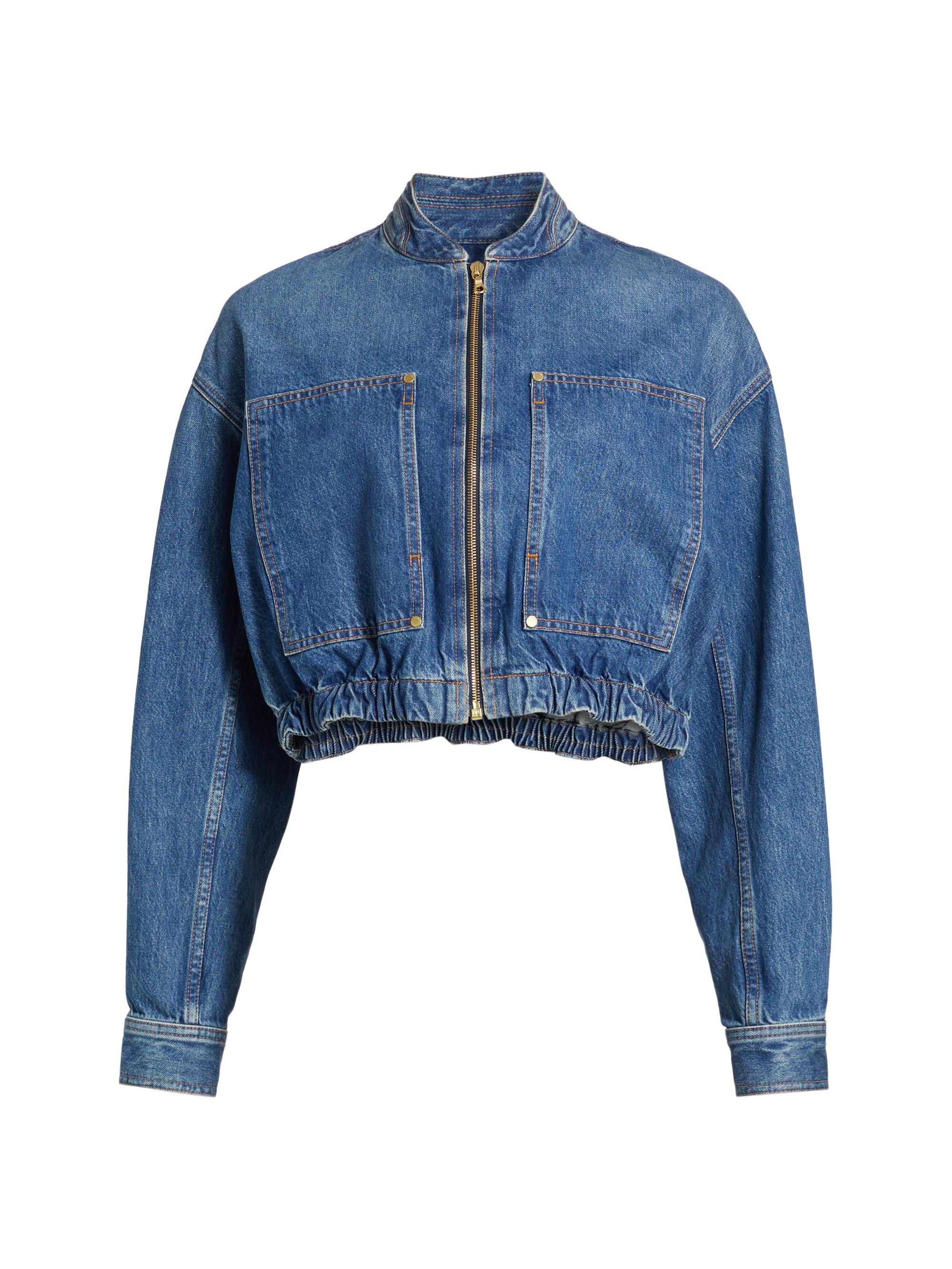 Ulla Johnson Women's The Alessa Cropped Denim Bomber Jacket - Danube Medium Indigo Wash