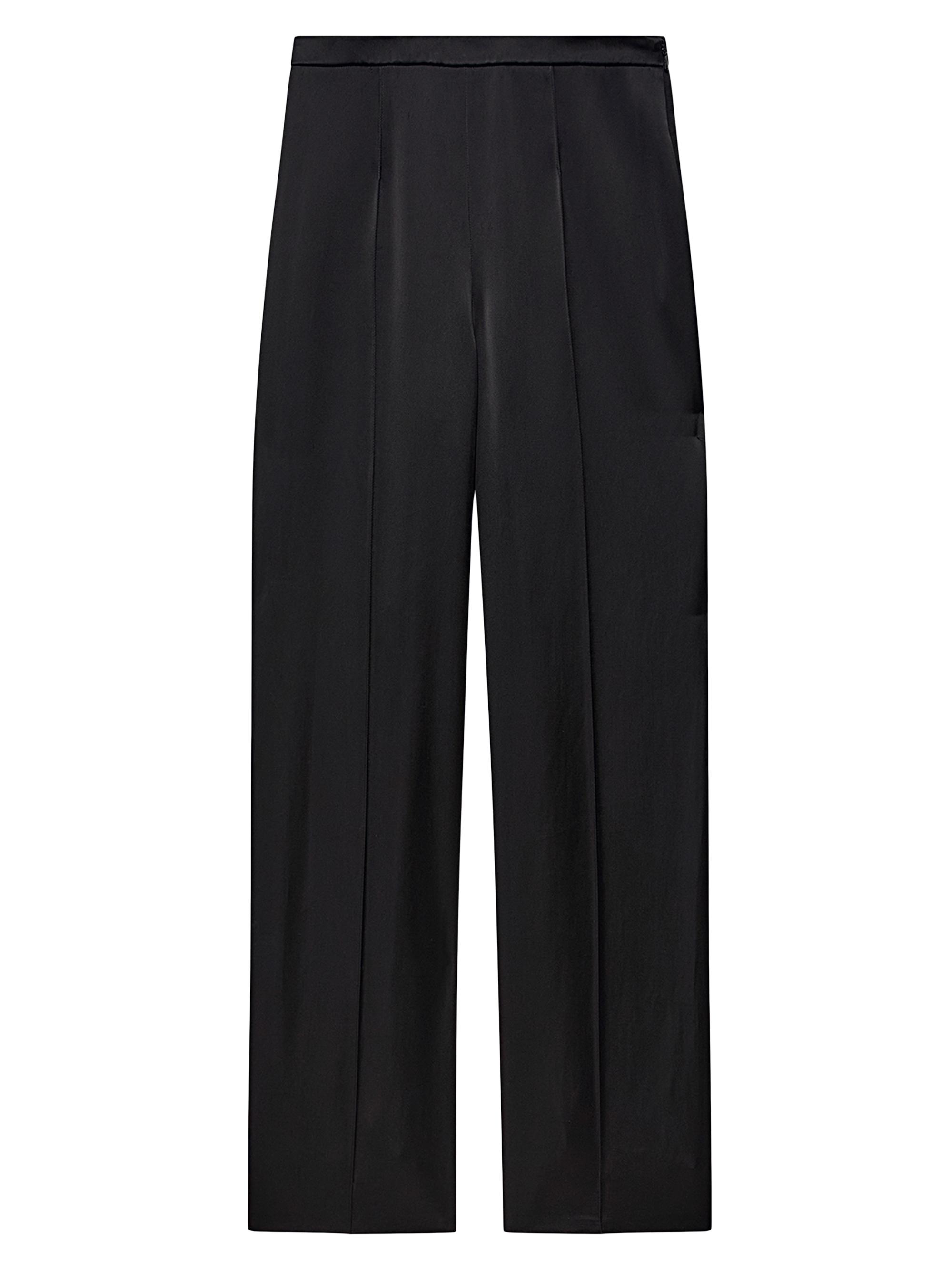 Another Tomorrow Women's Mid-Rise Pintuck Trousers - Black