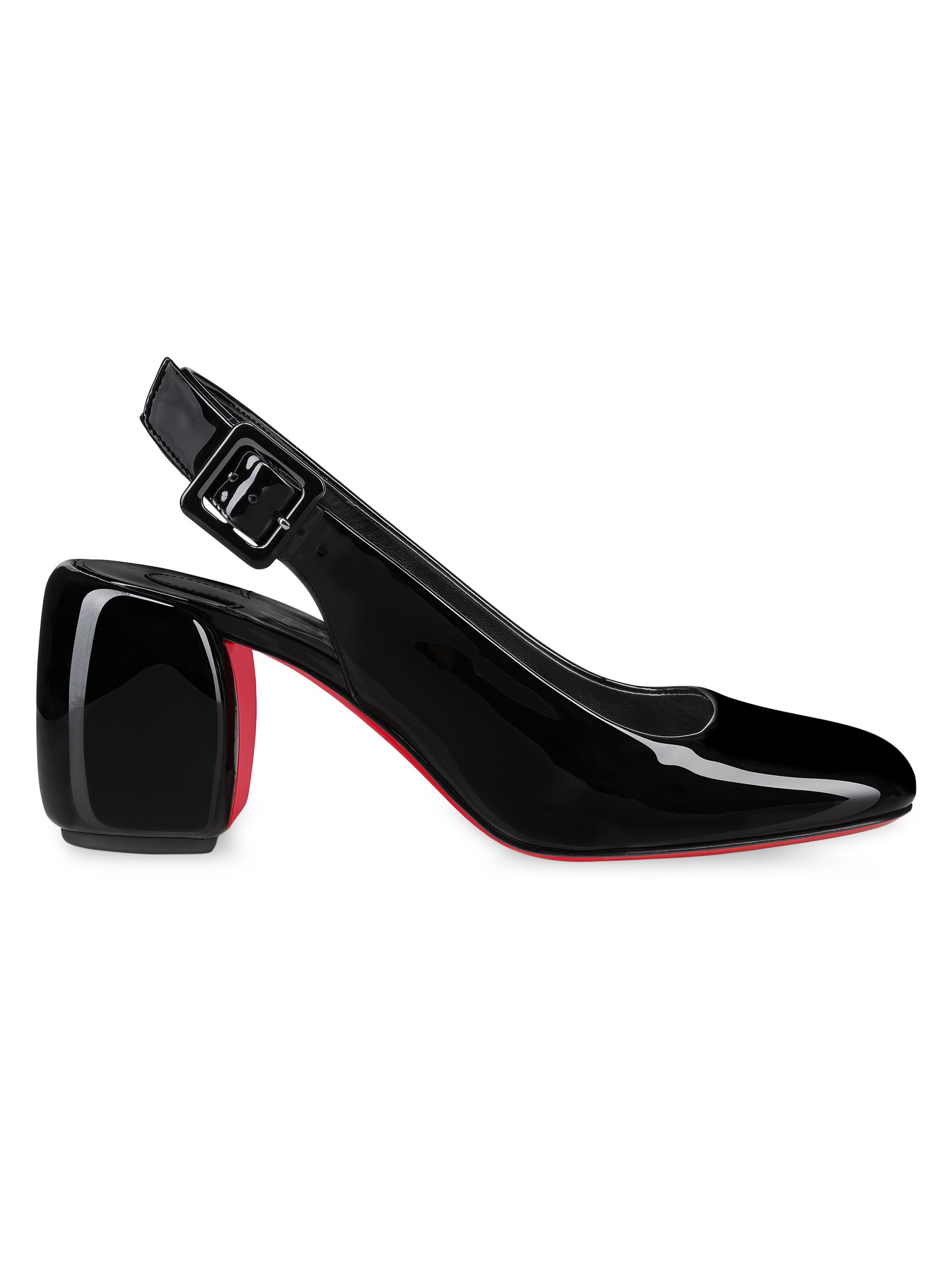 Christian Louboutin Women's Minny 70MM Patent Leather Slingback Pumps - Black
