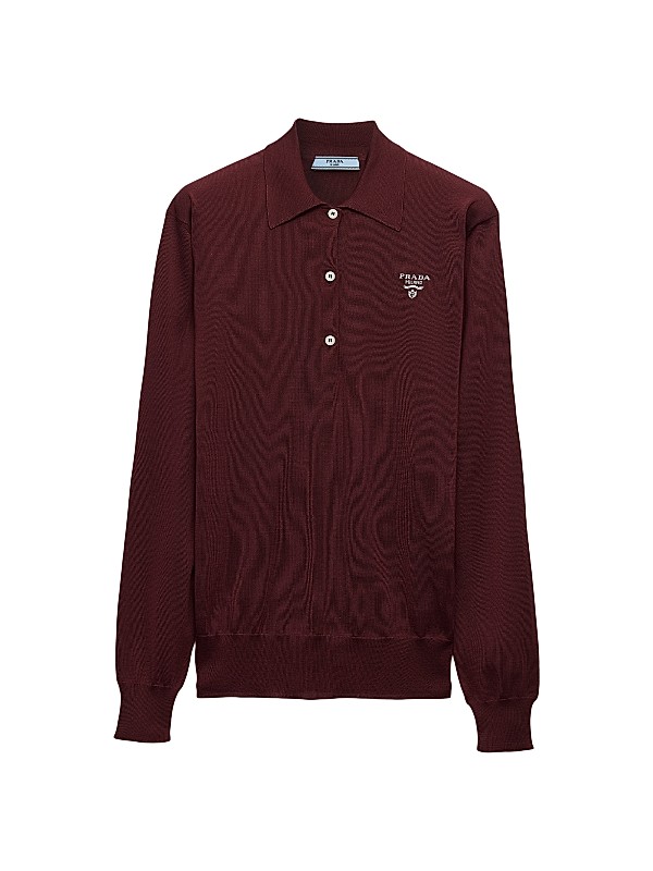 Shop Prada Long-Sleeved Silk Polo Shirt | Saks Fifth Avenue Shop Prada Long-Sleeved Silk Polo Shirt | Saks Fifth Avenue